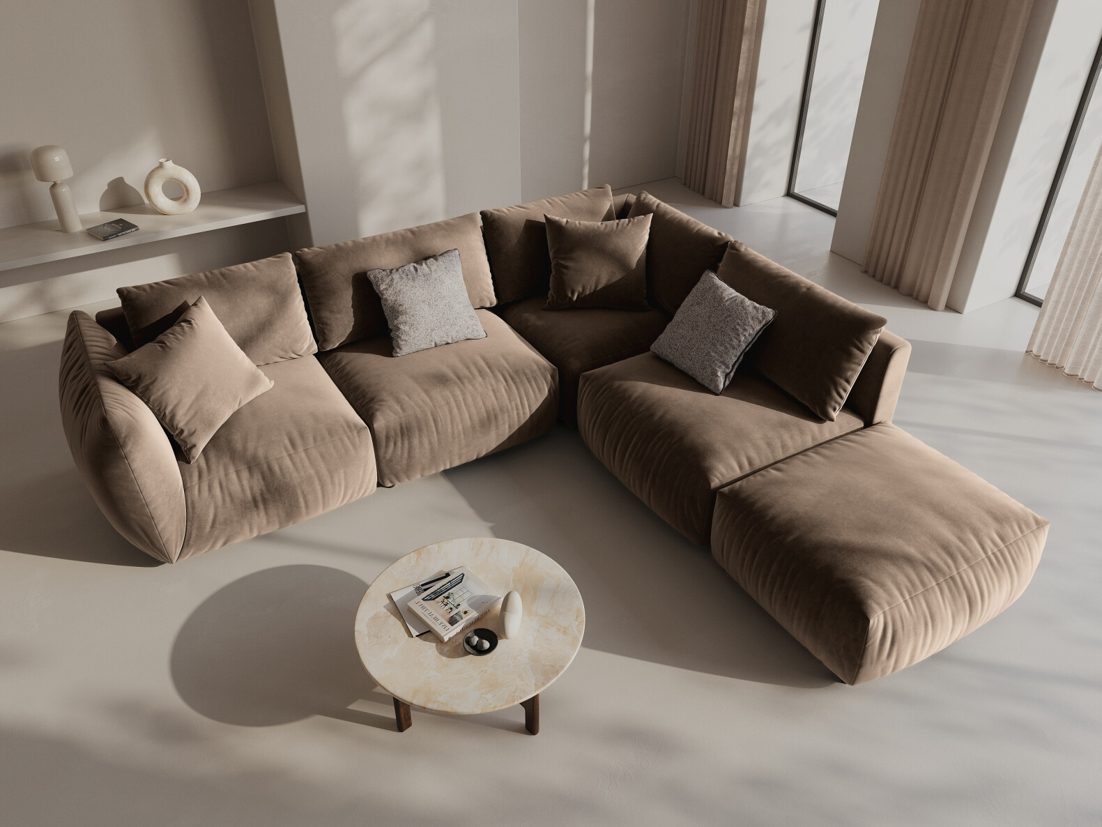 Colțar modular Ruvmone 108 (Casino Taupe)