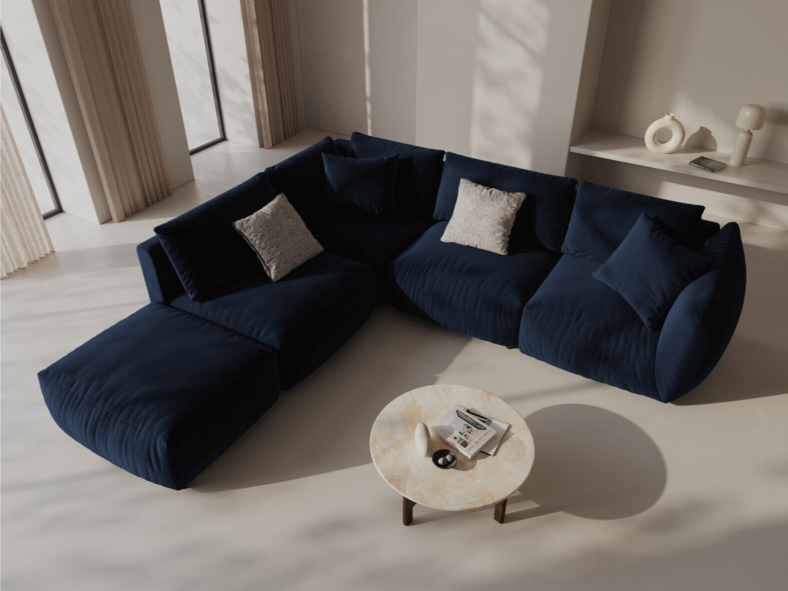Colțar modular Ruvmone 108 (Casino Deep Blue)