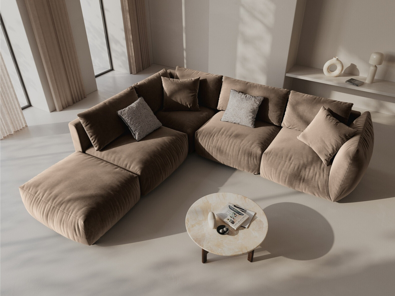 Colțar modular Ruvmone 108 (Casino Taupe)