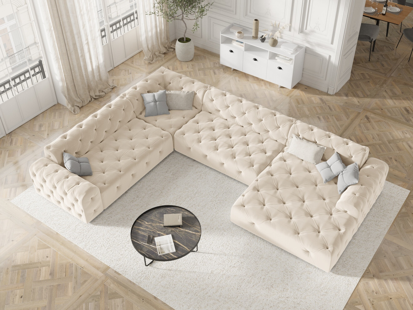 Colțar Chesterfield Beckley 367 (Opera Crem)