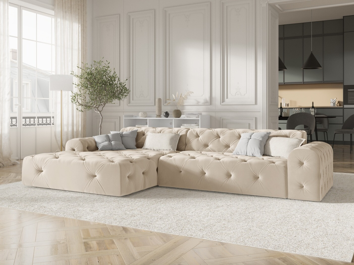 Colțar Chesterfield Beckley 368 (Opera Crem)