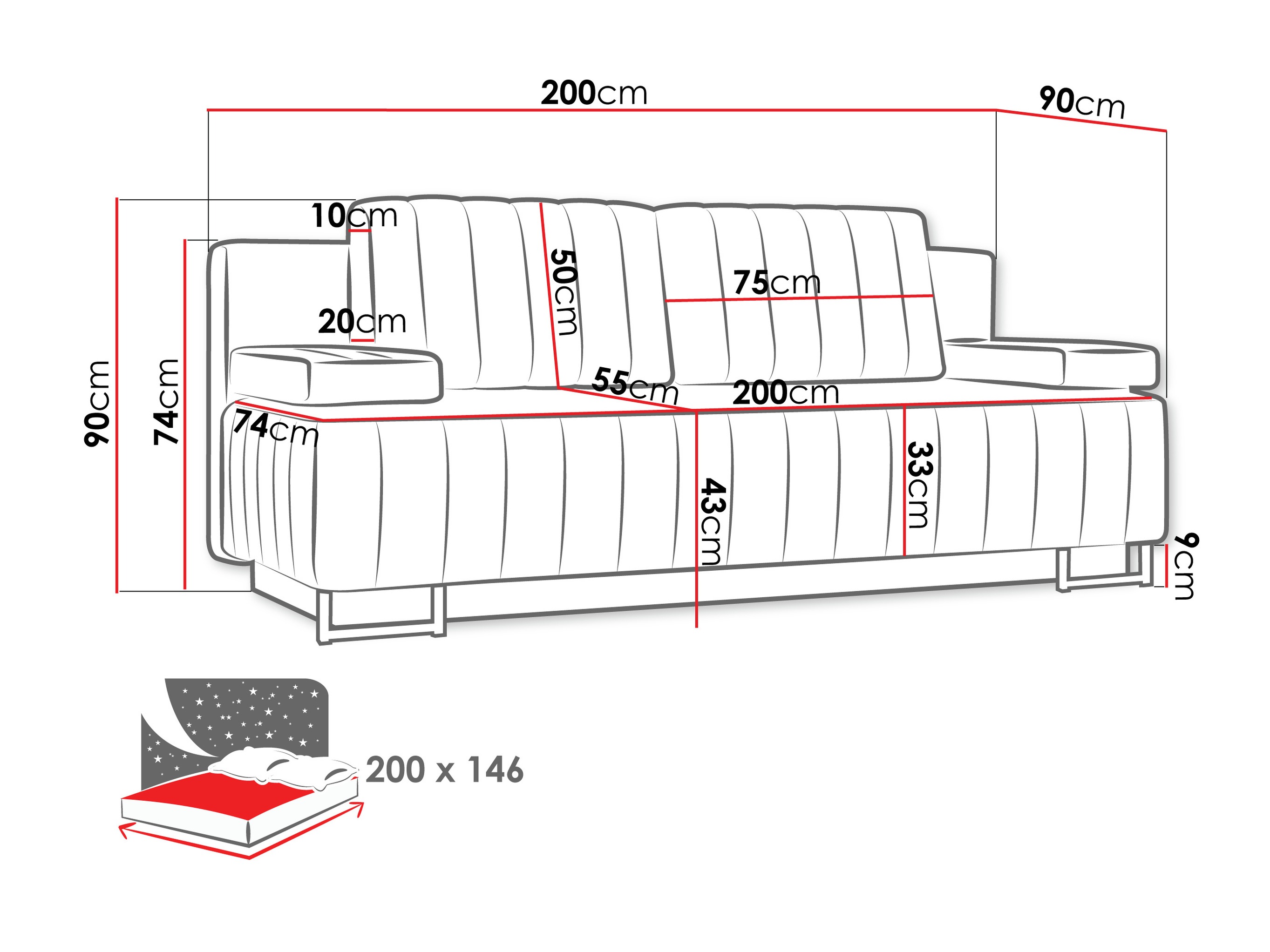 Canapea extensibilă Columbus 152 (Lux 05)