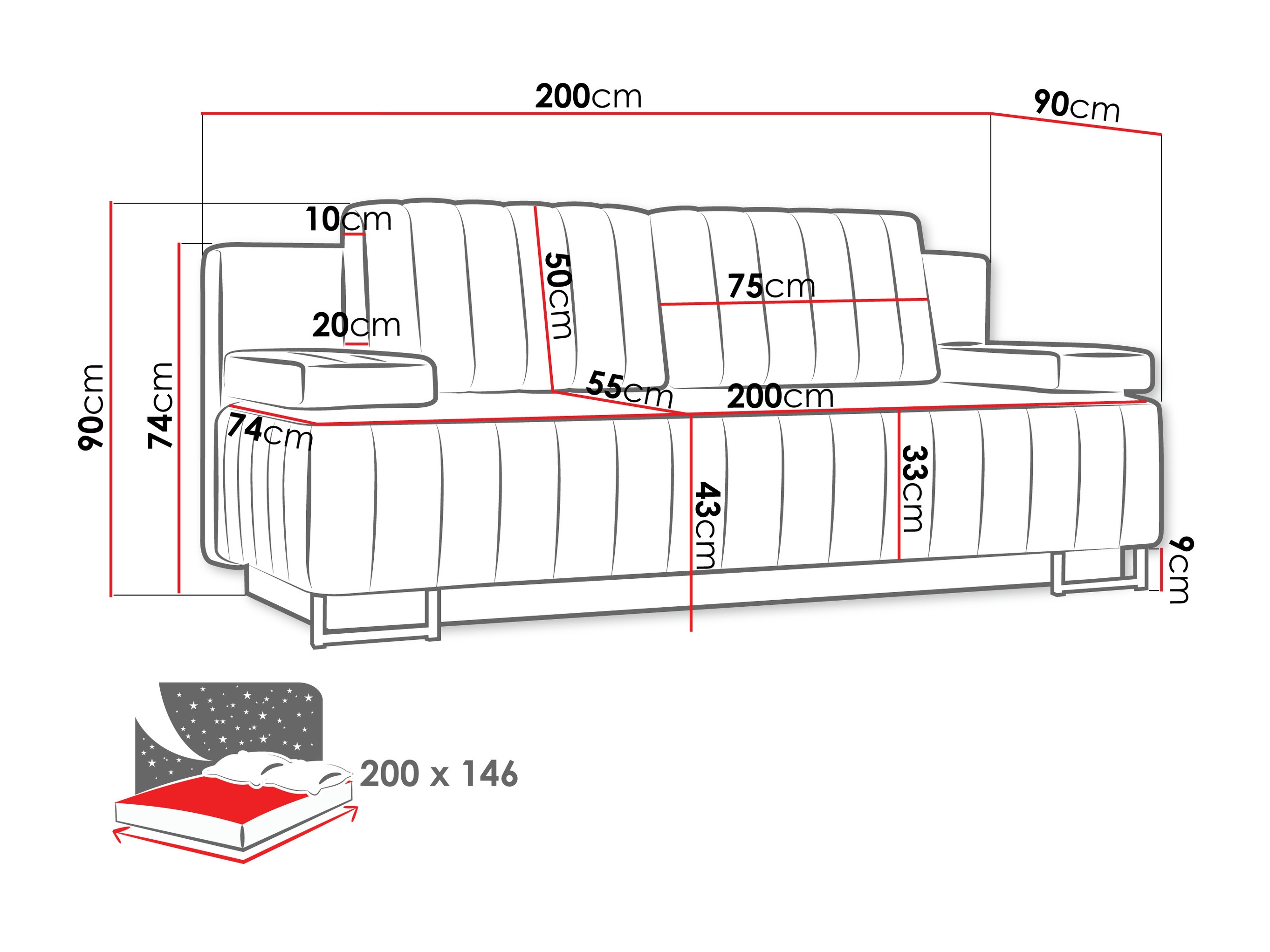 Canapea extensibilă Columbus 152 (Lux 11)