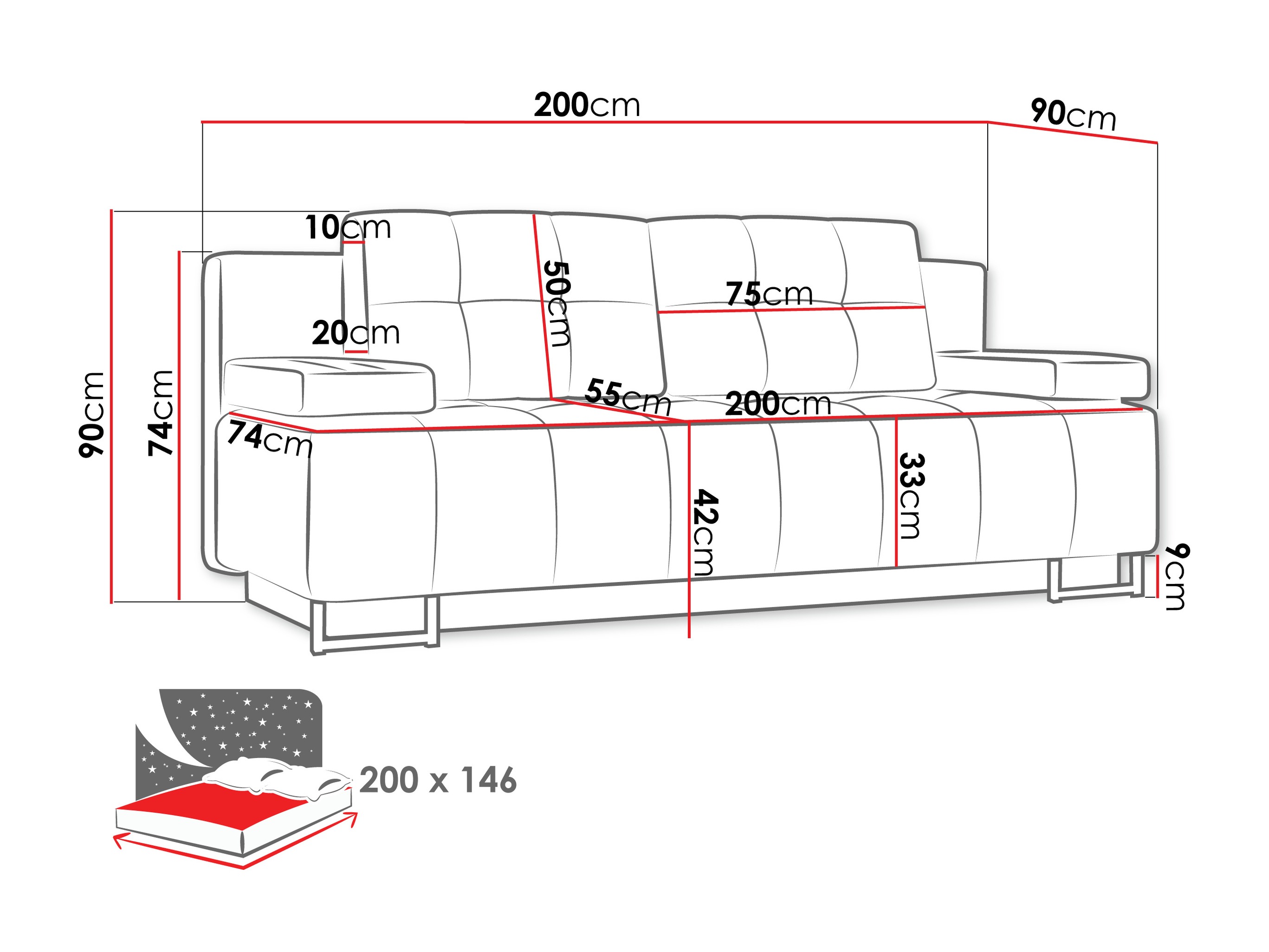 Canapea extensibilă Columbus 151 (Lux 06)