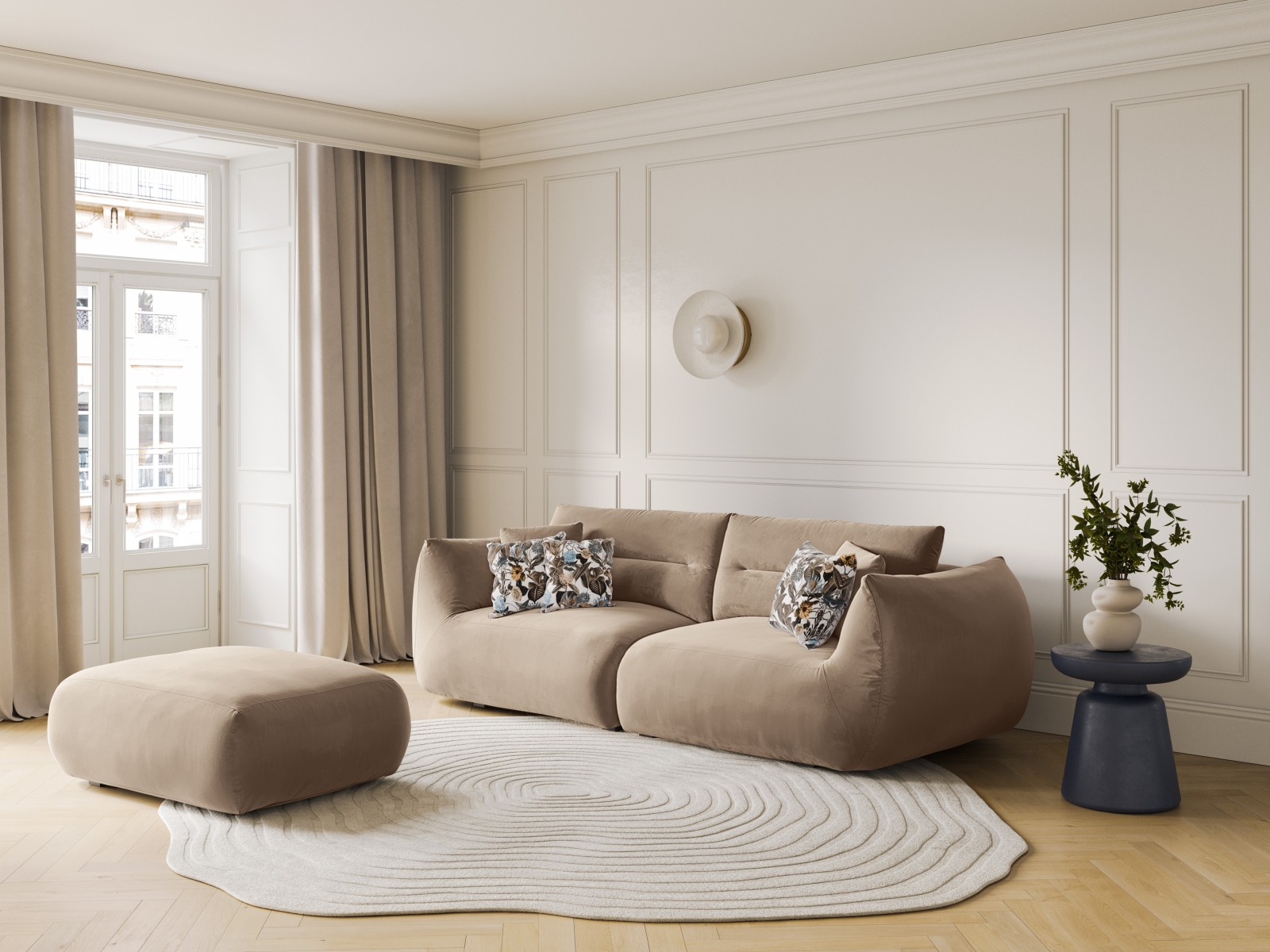 Taburet tapițat Felmeli 107 (Magic Velvet 2282)