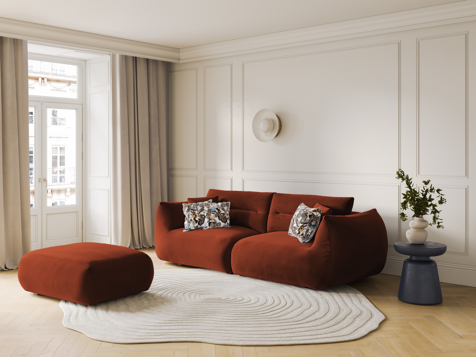 Taburet tapițat Felmeli 107 (Magic Velvet 2285)