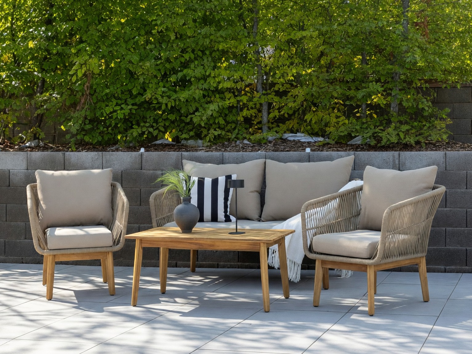 Set mobilier de exterior Dallas 661 (Bej deschis + Salcâm)