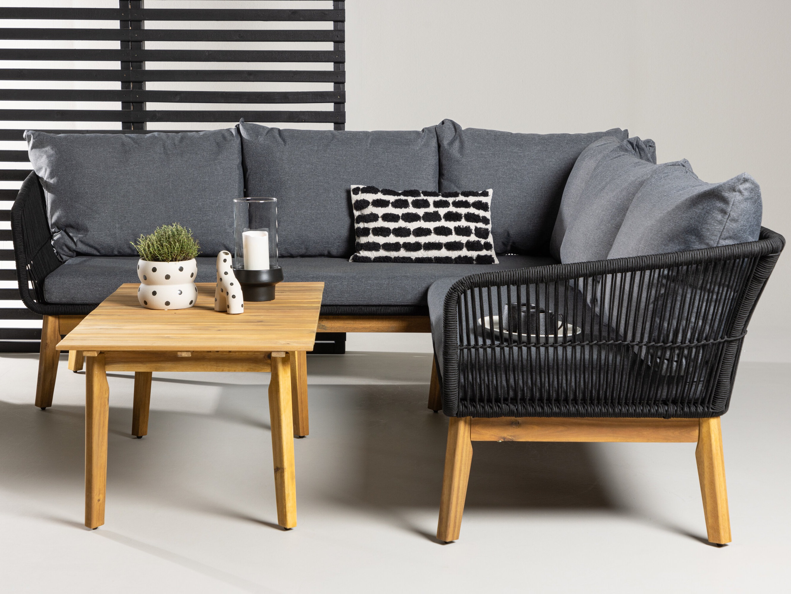 Set mobilier de exterior Dallas 1085 (Salcâm + Negru)