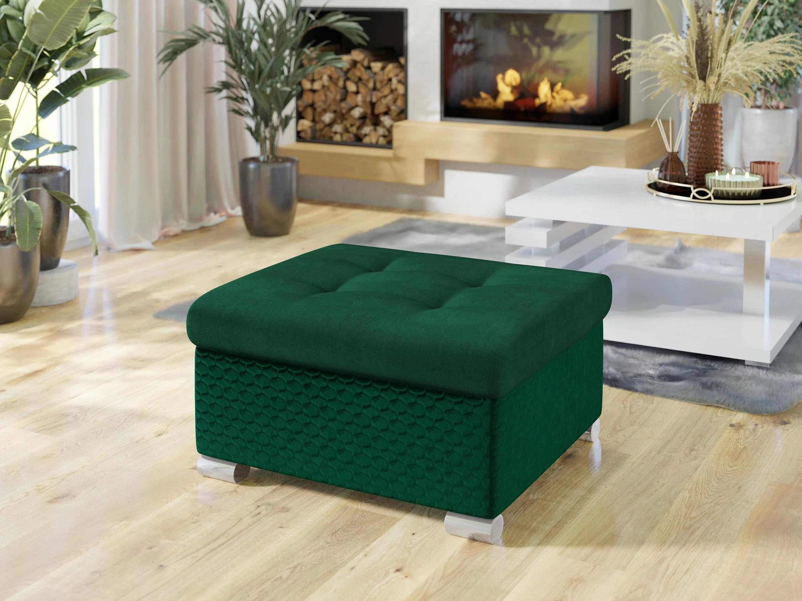 Taburet tapițat Comfivo Gemma (Magic Velvet 2225-151 + Venus Velvet 2941)