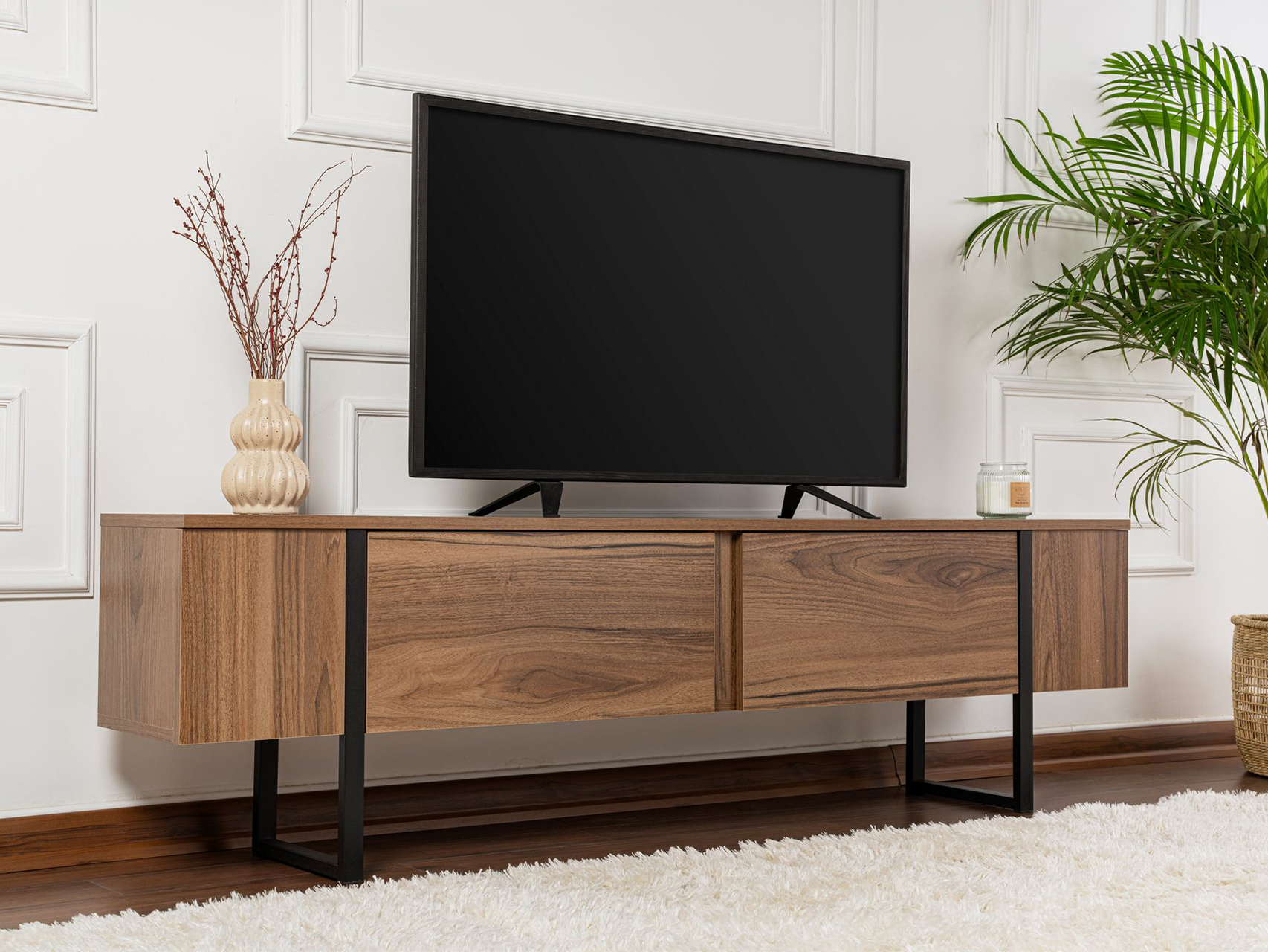 Comodă TV Novato 105 (Nuc + Negru)