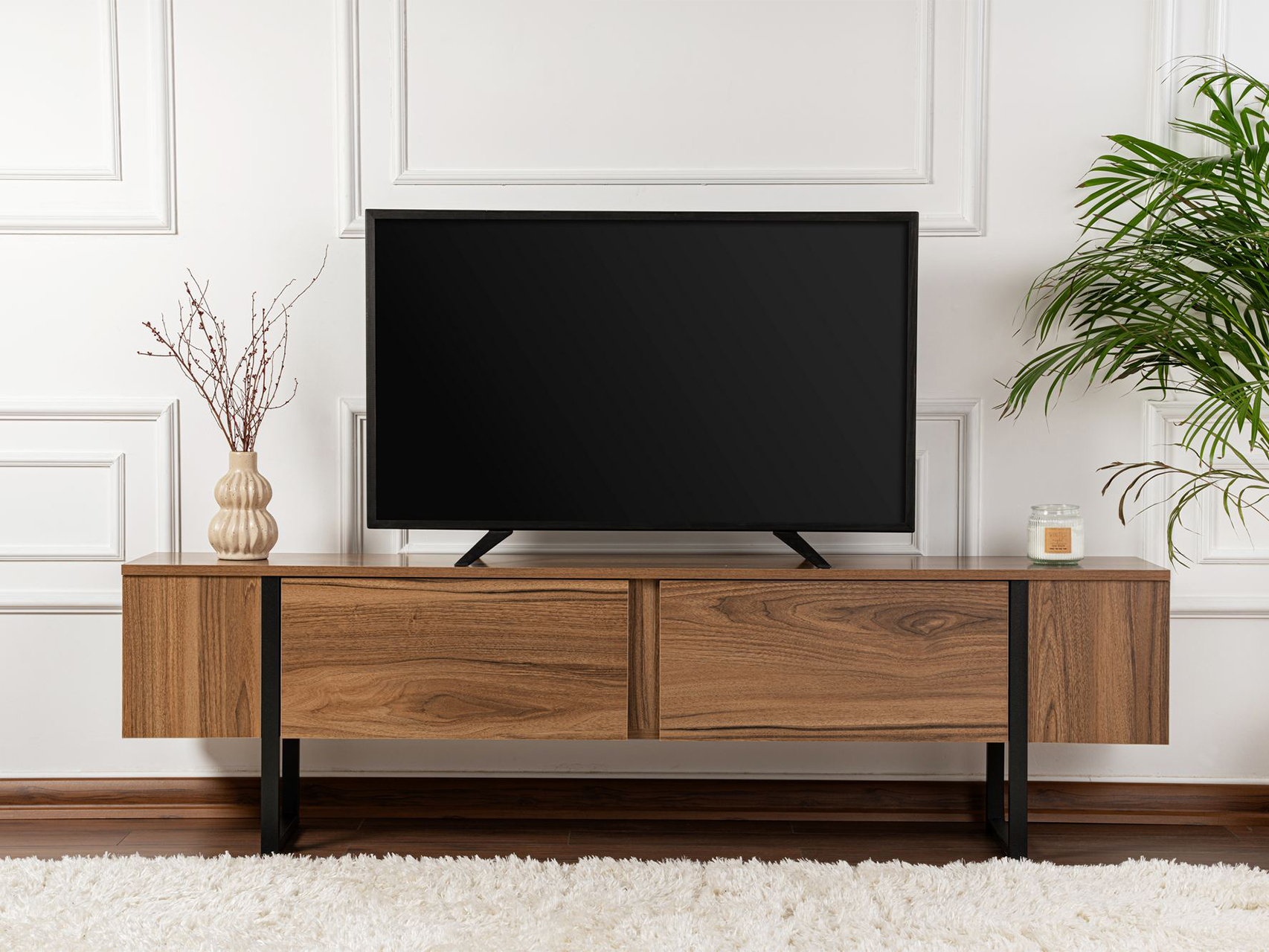 Comodă TV Novato 105 (Nuc + Negru)