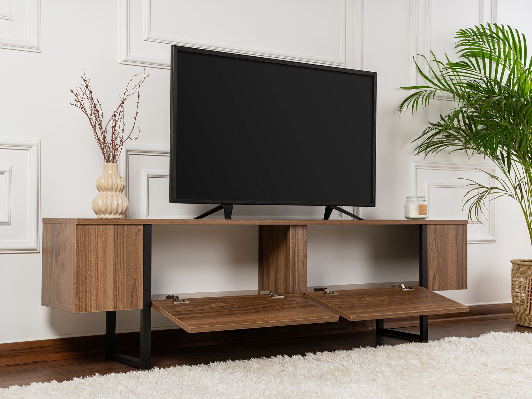 Comodă TV Novato 105 (Nuc + Negru)