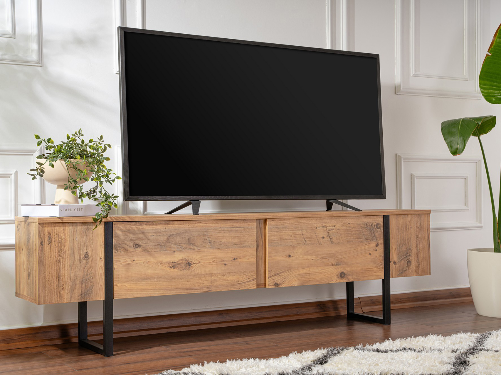 Comodă TV Novato 105 (Pin + Negru)