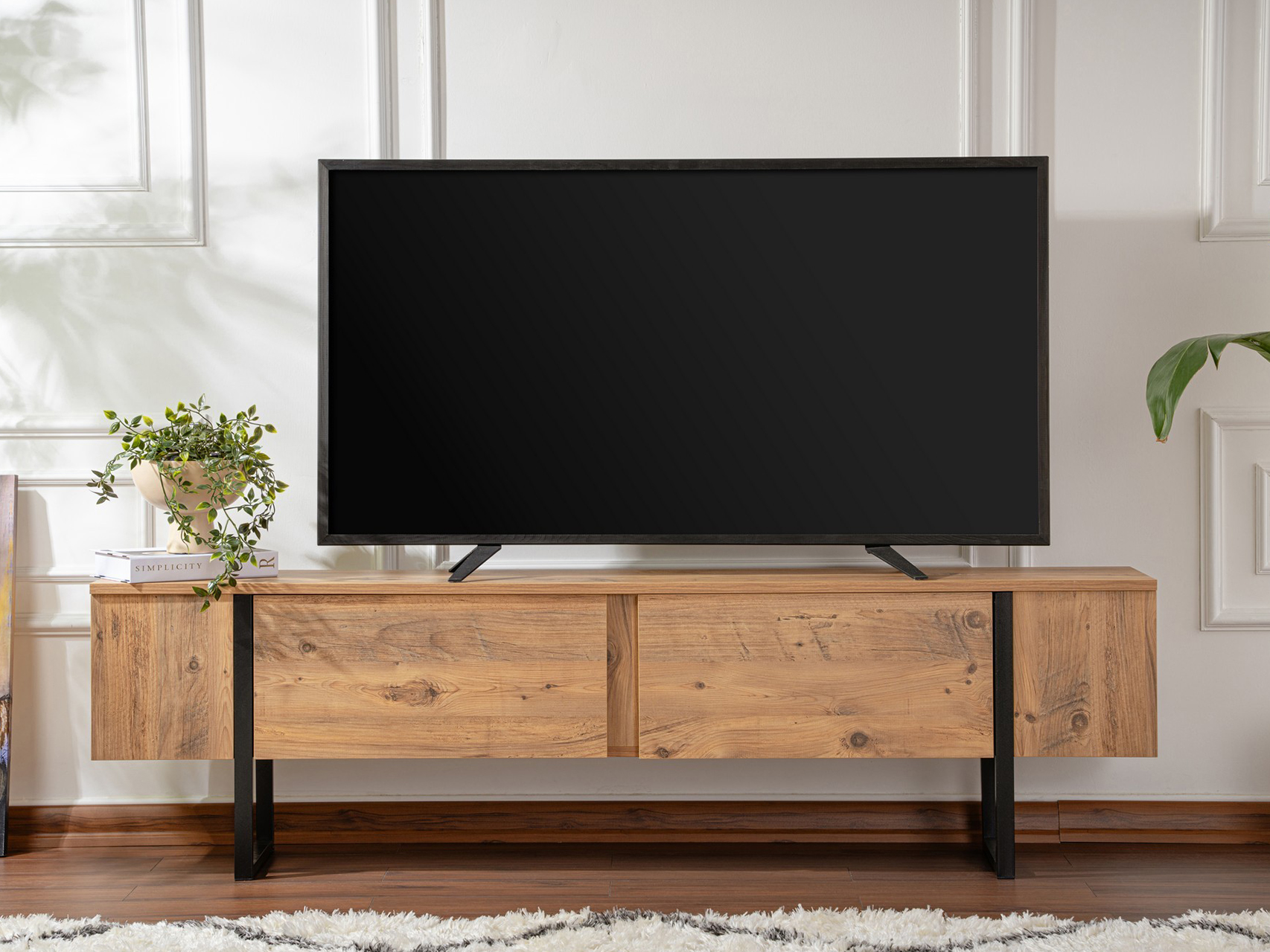 Comodă TV Novato 105 (Pin + Negru)