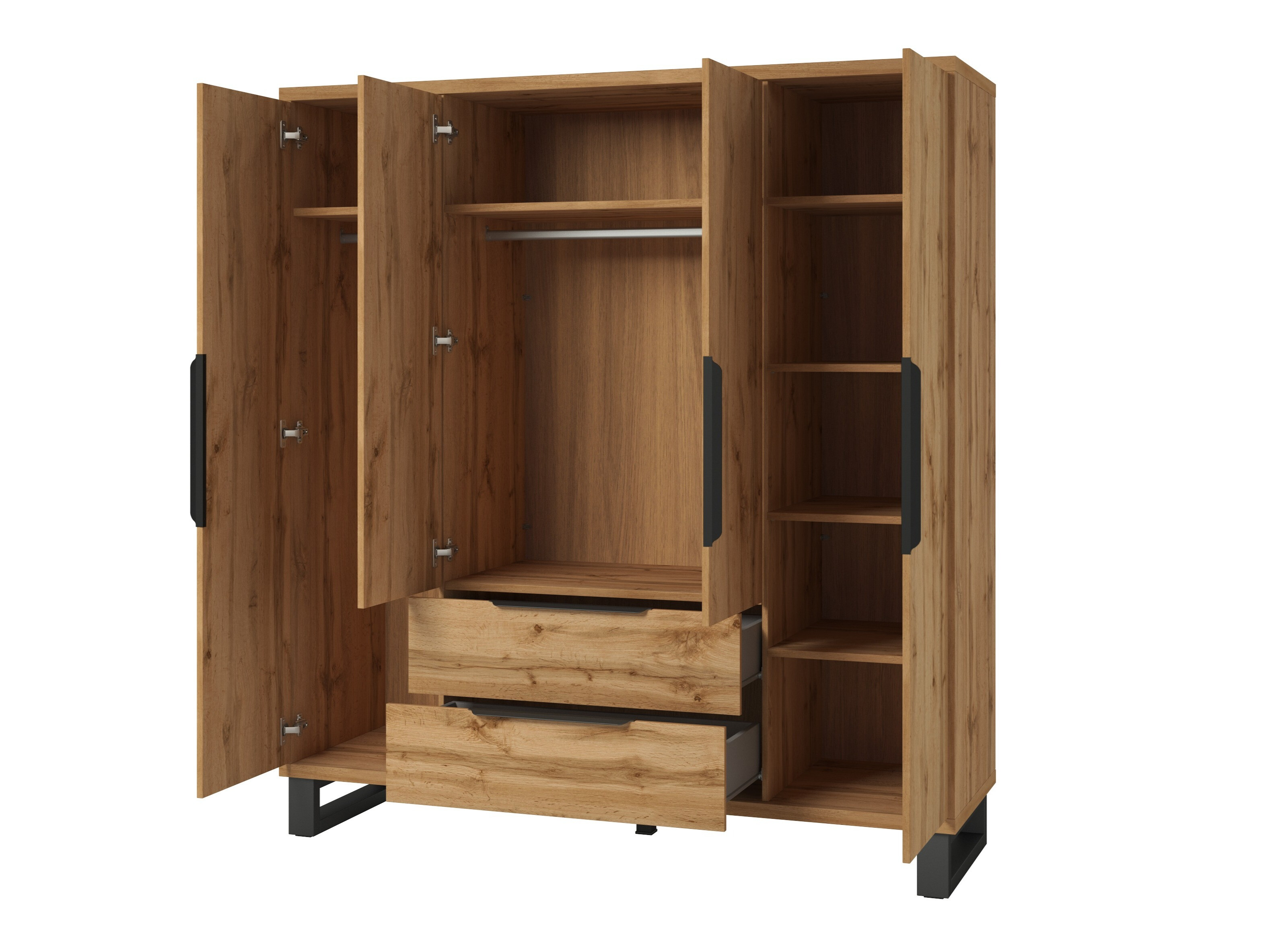 Dulap Avicavu 122 (Stejar Wotan + Negru)