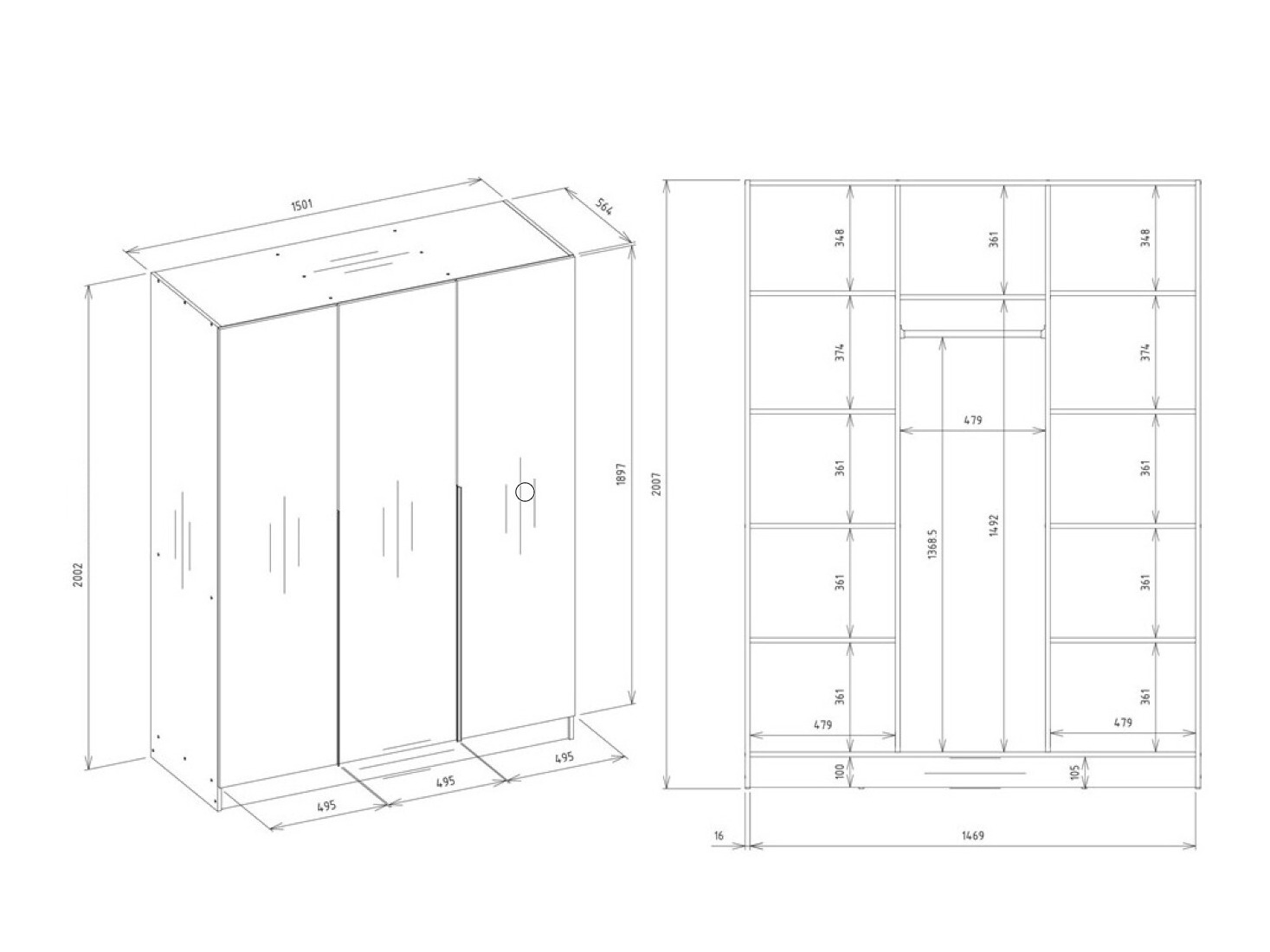 Dulap Mandeville 369 (Alb + Negru)