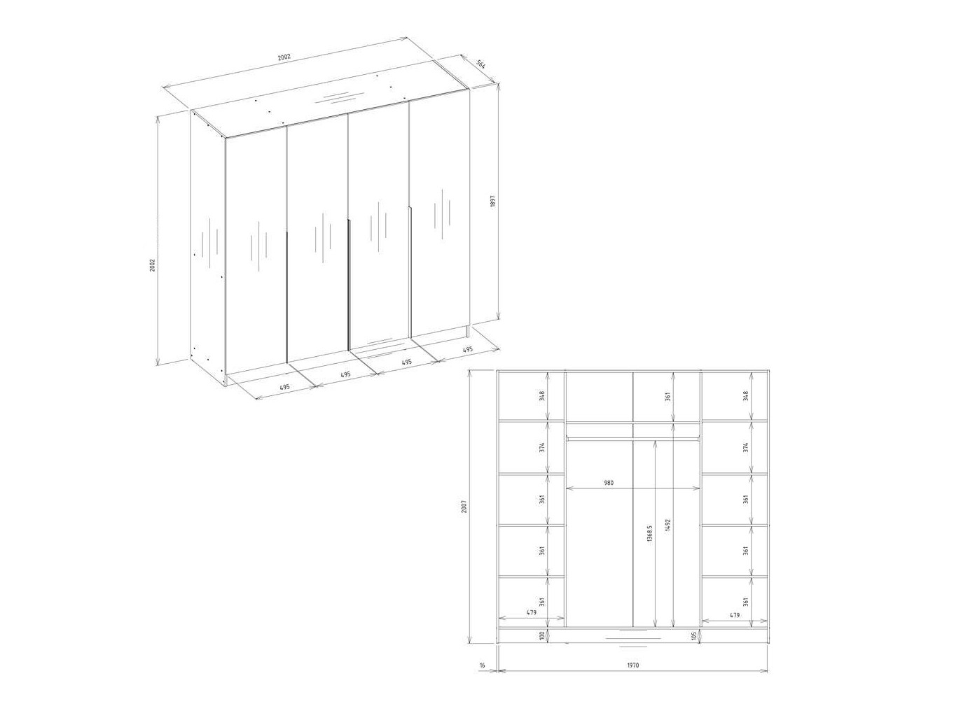 Dulap Mandeville 370 (Alb + Negru)