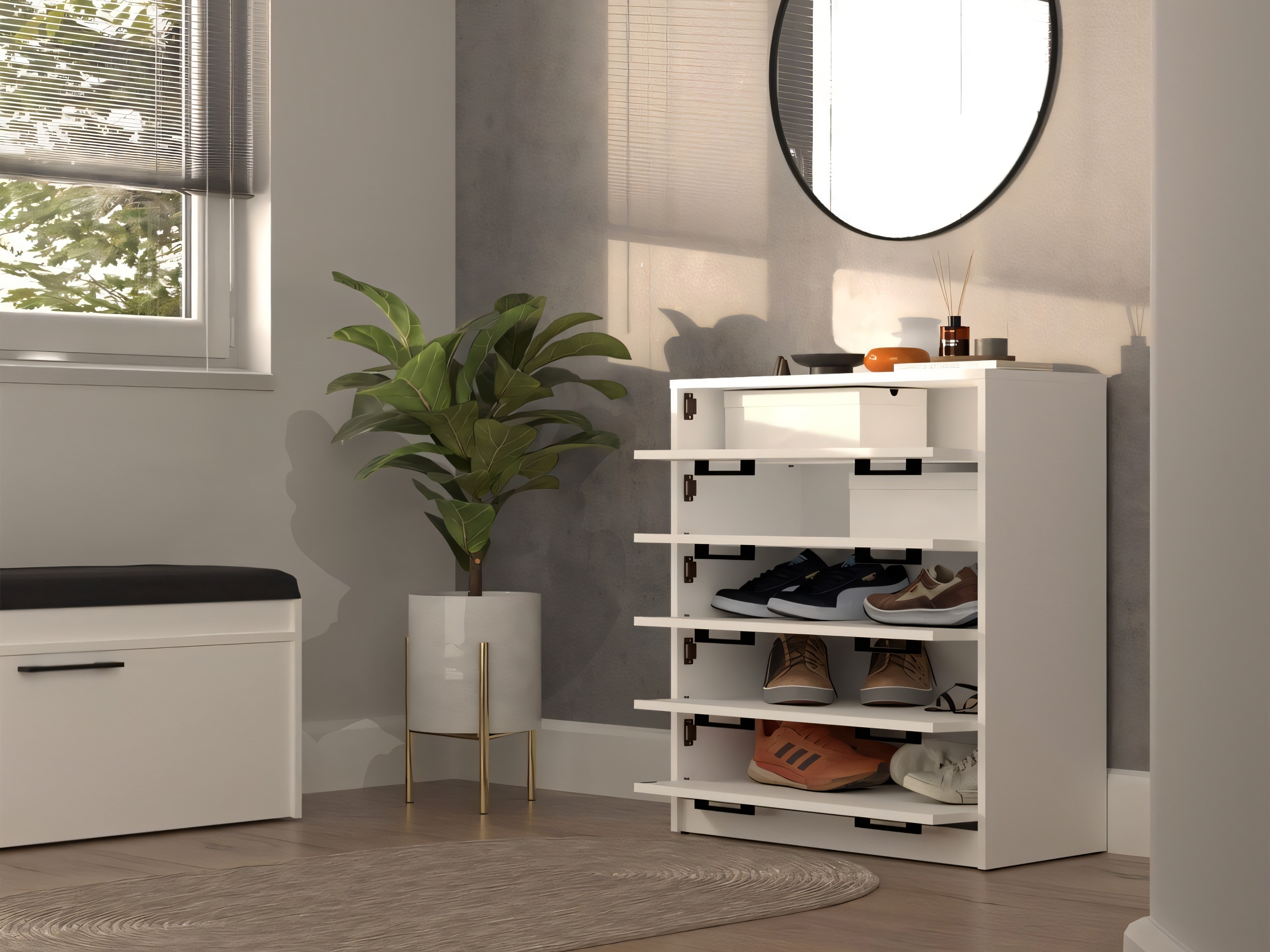 Dulap pantofi Mandeville 372 (Alb)