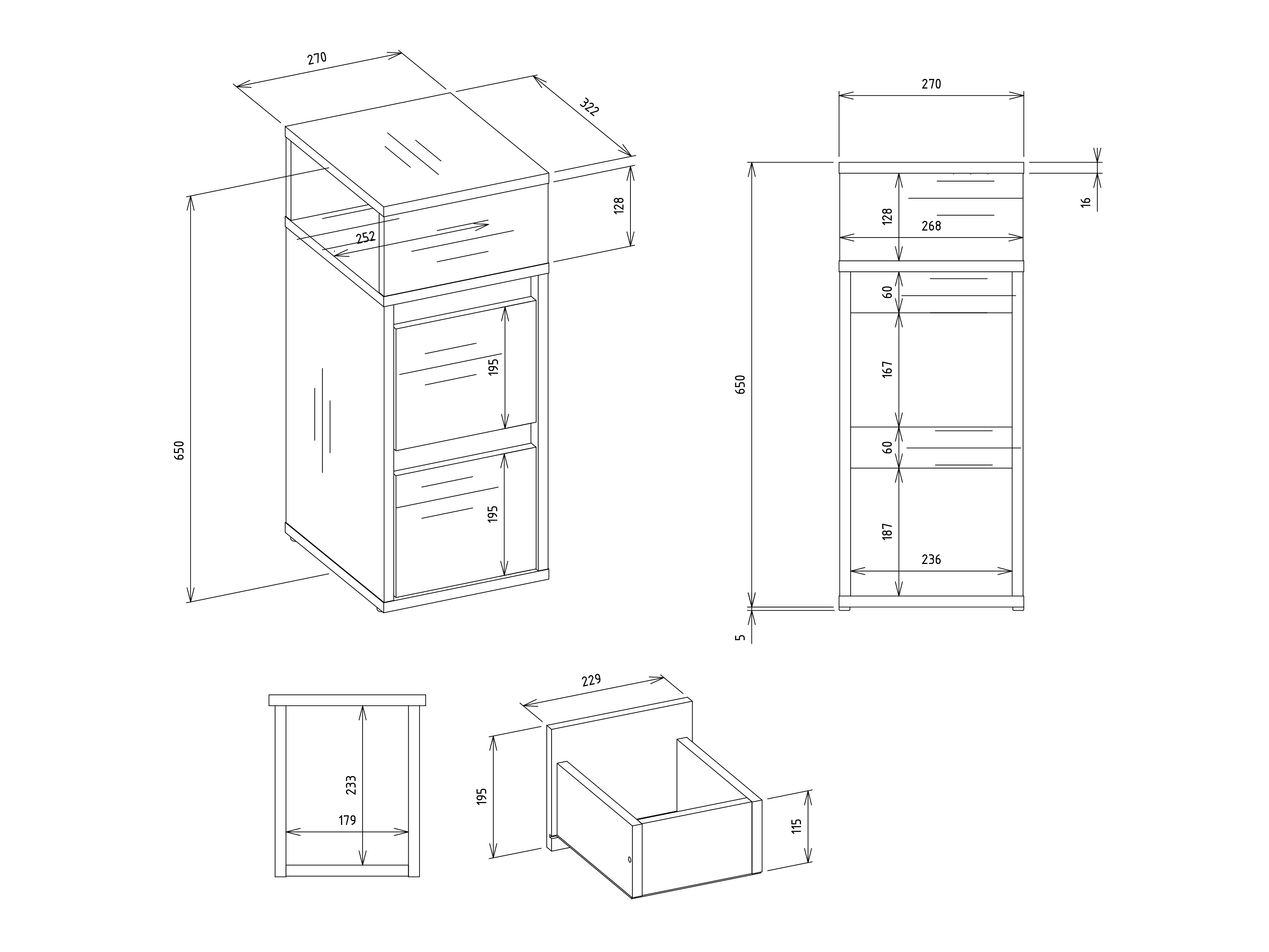 Noptieră Mandeville 373 (Alb)