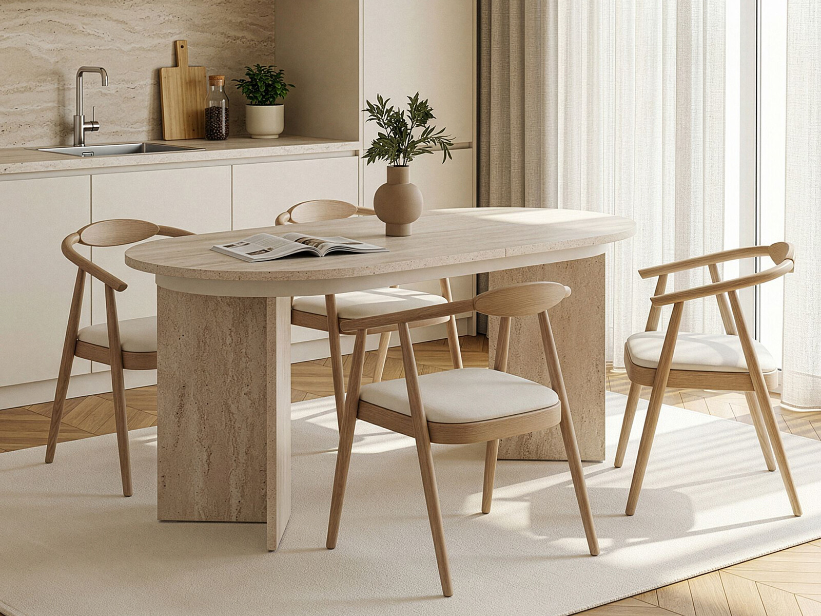 Masă Novato 146 (Deschis Travertine)