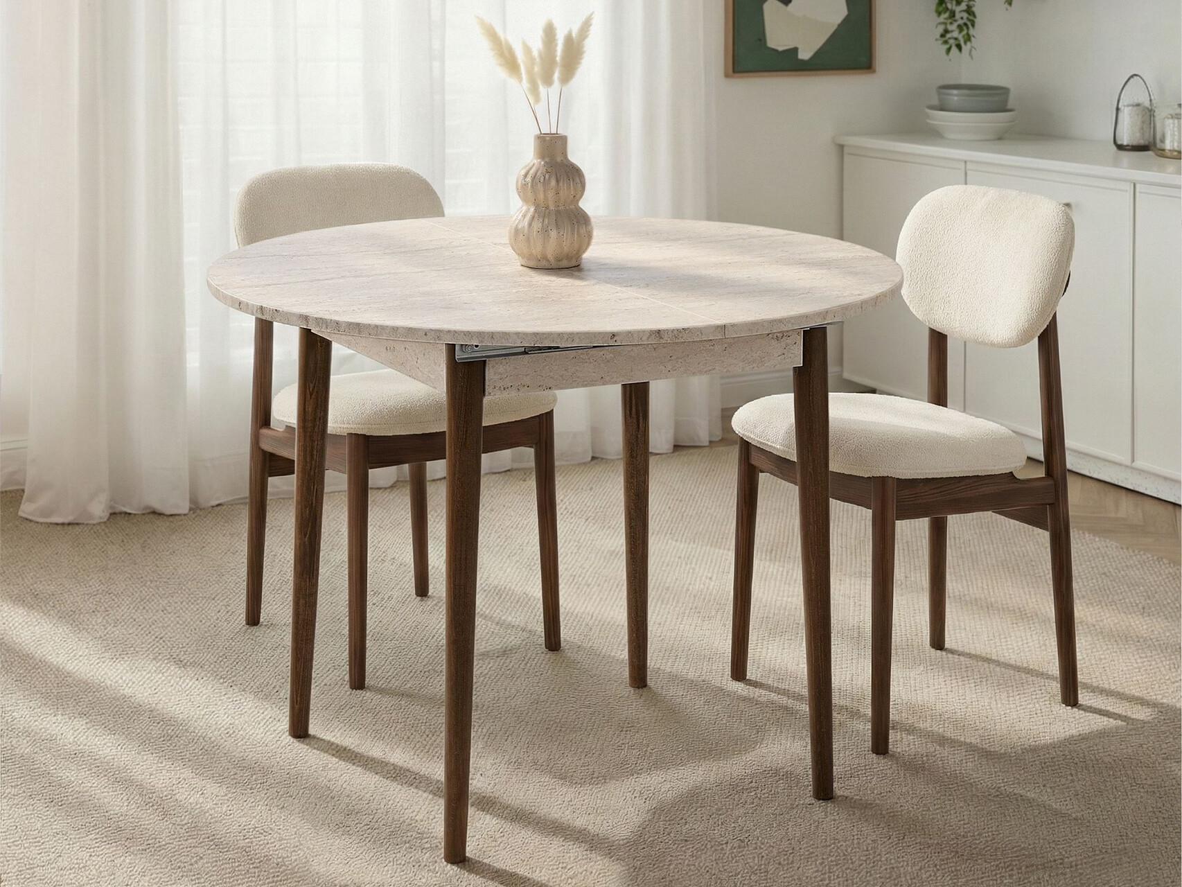 Masă Novato 148 (Nuc + Deschis Travertine)