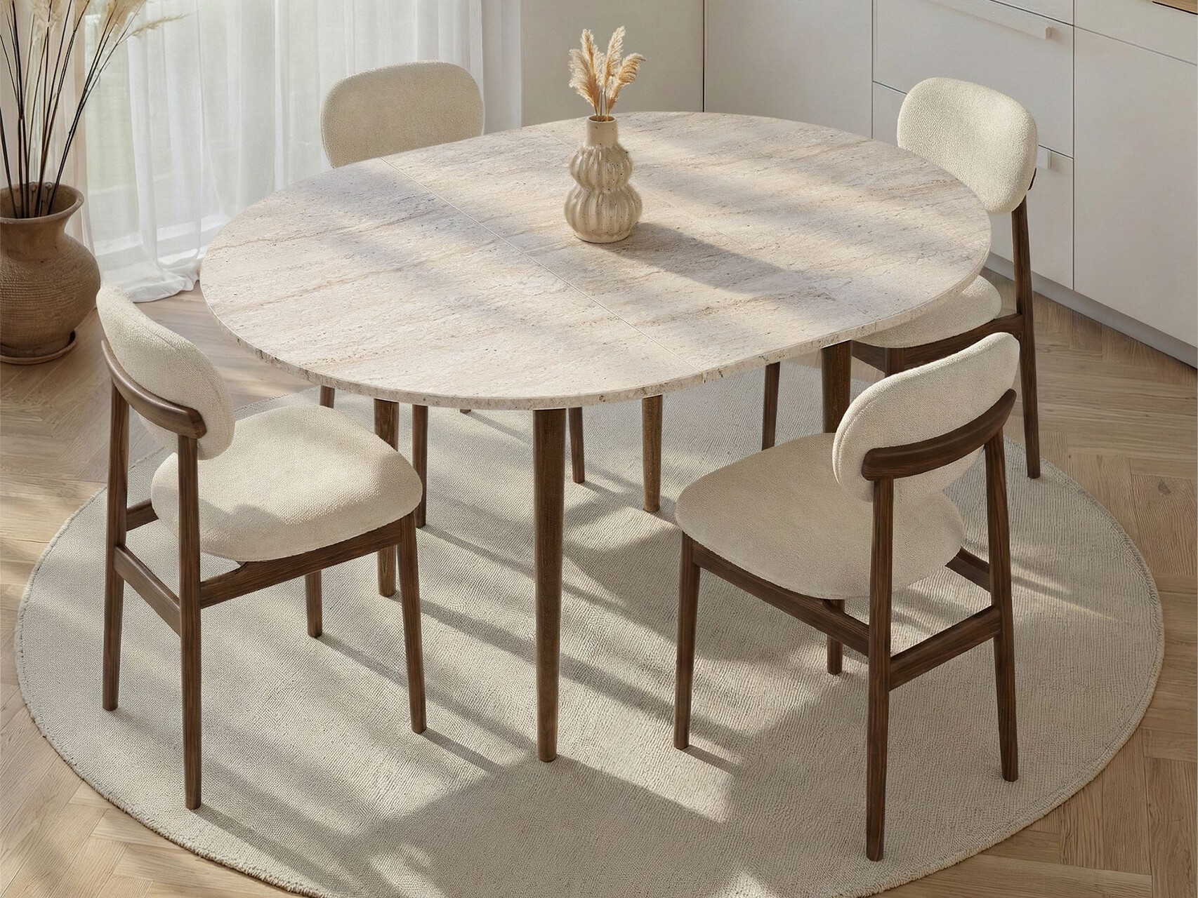 Masă Novato 148 (Nuc + Deschis Travertine)