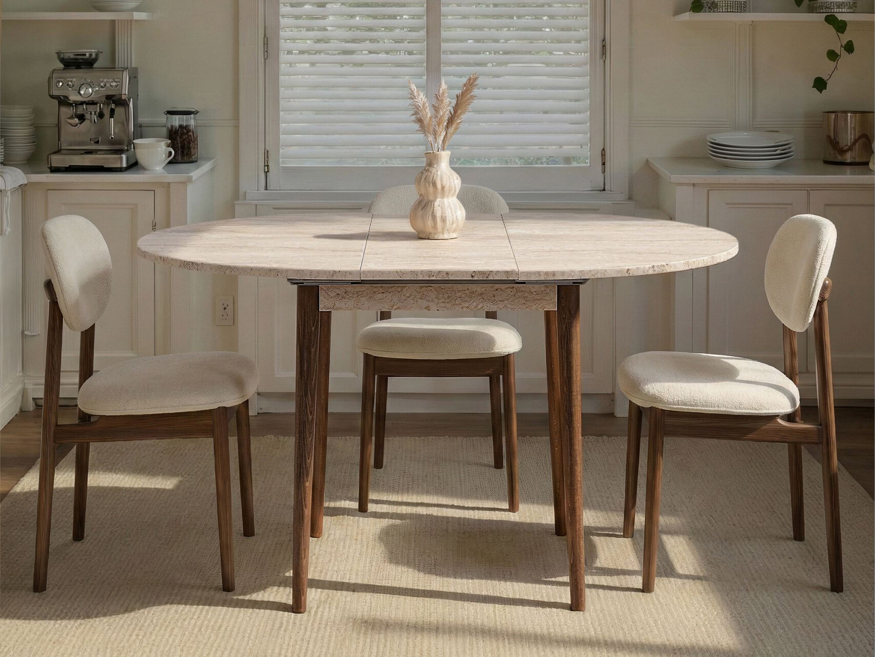 Masă Novato 148 (Nuc + Deschis Travertine)