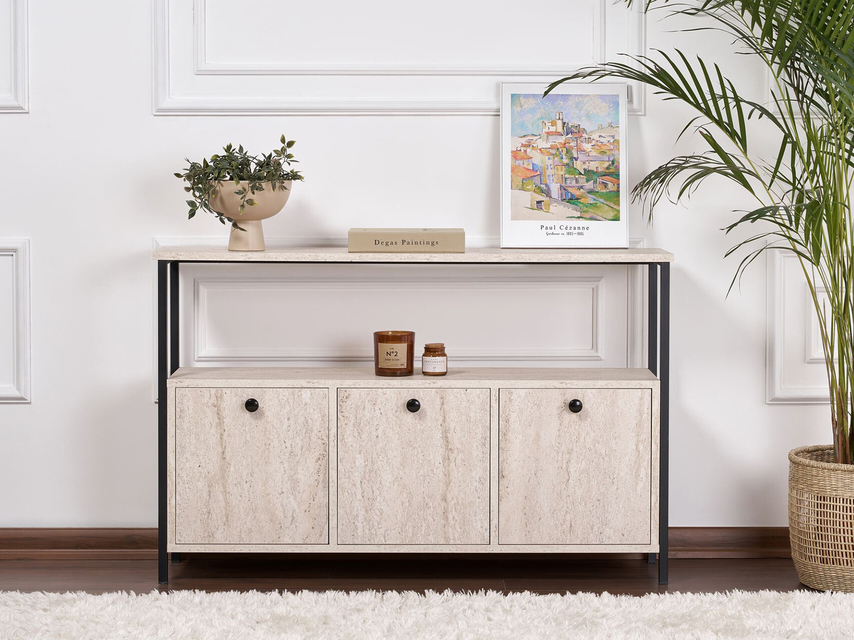 Bufet Novato 149 (Negru + Deschis Travertine)