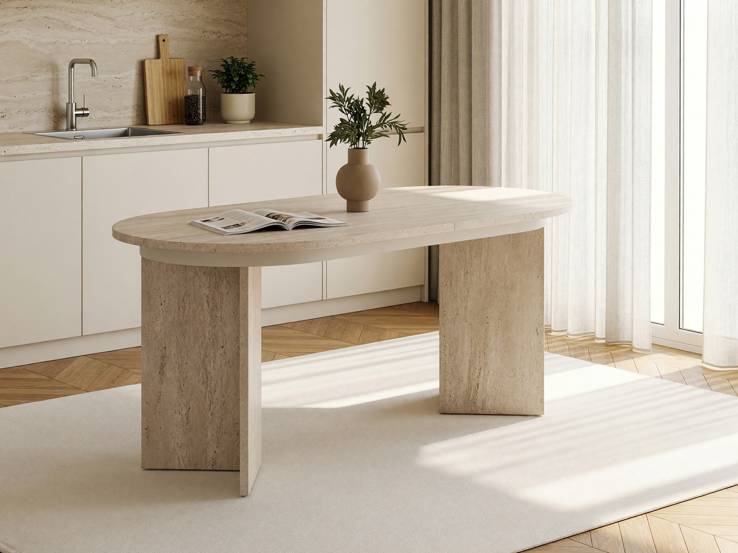 Masă Novato 146 (Deschis Travertine)