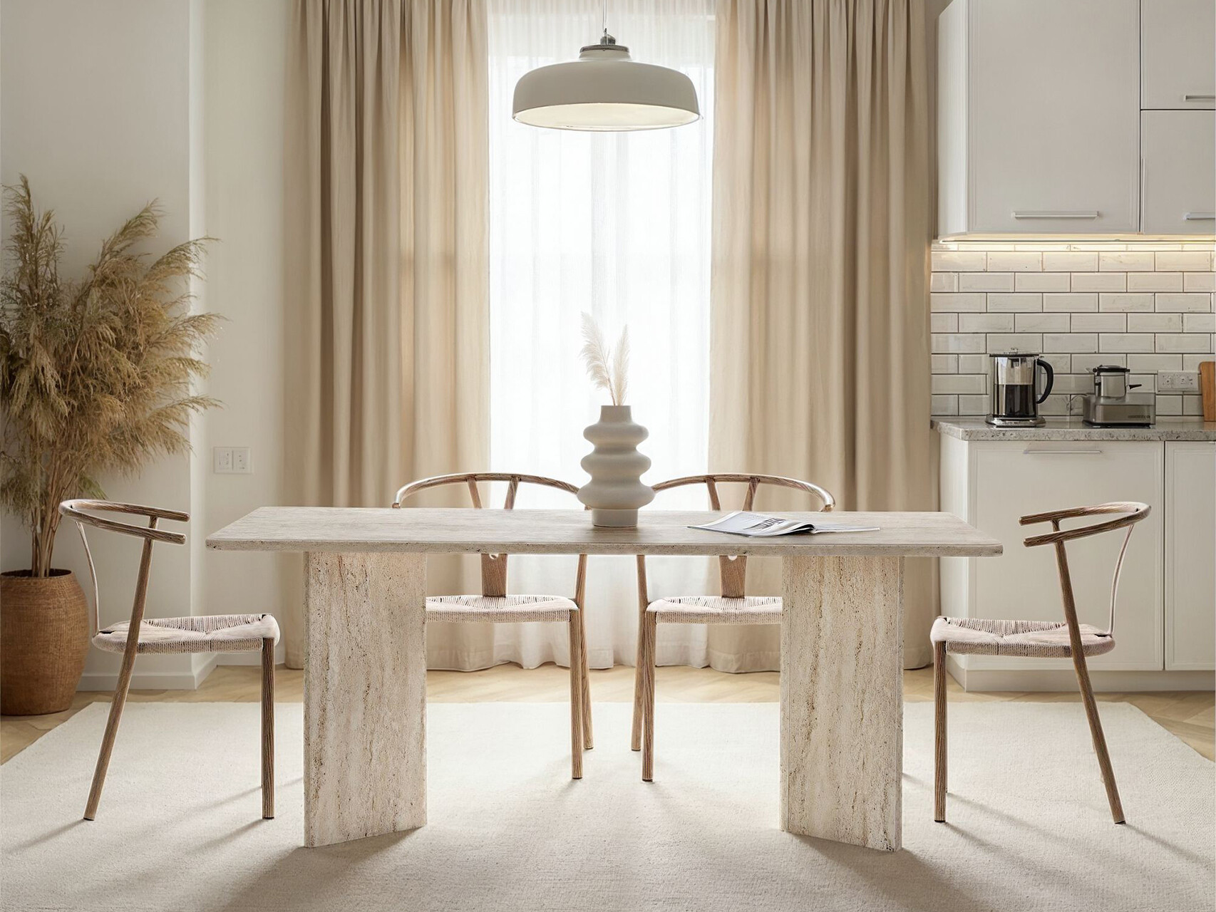 Masă Novato 150 (Deschis Travertine)