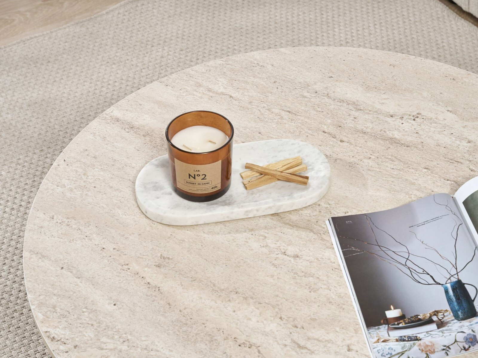 Măsuță de cafea Novato 137 (Deschis Travertine + Nuc)