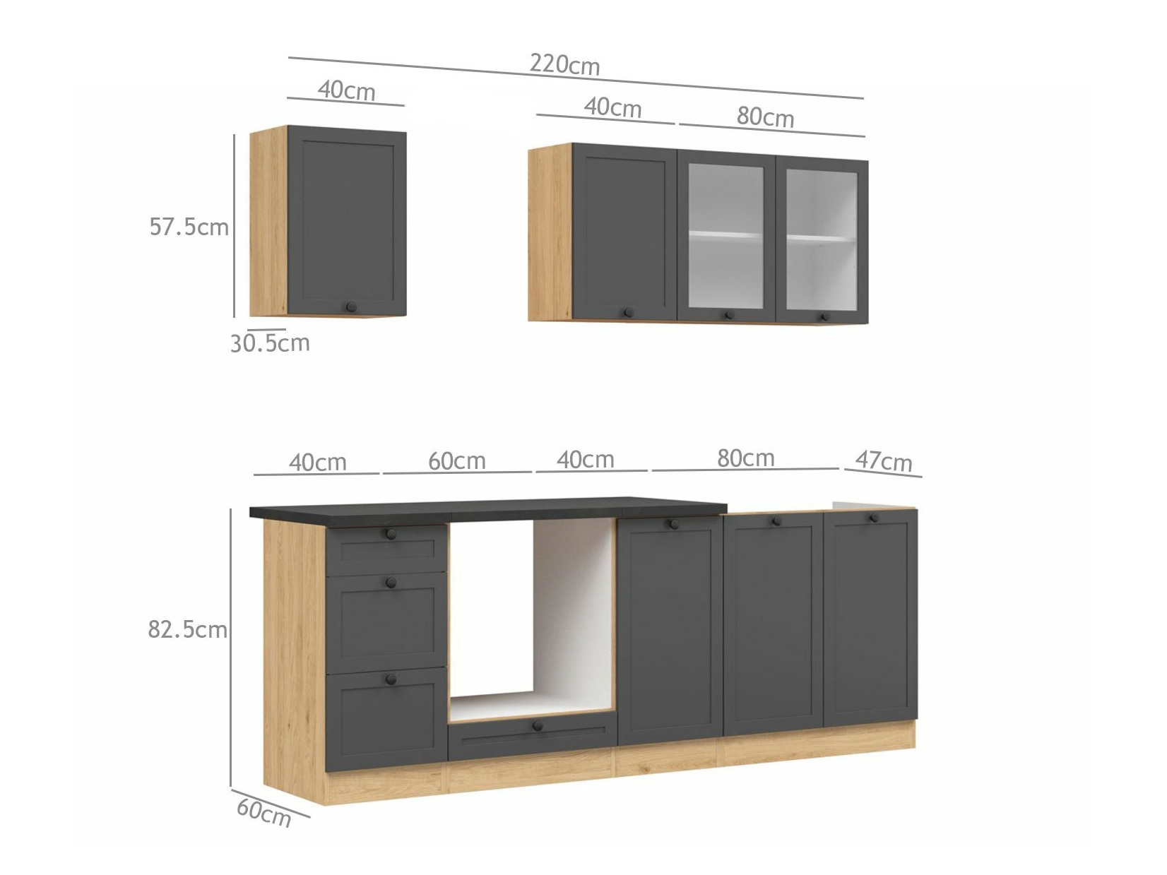 Set de bucătărie modular Classic Grey Oak 117