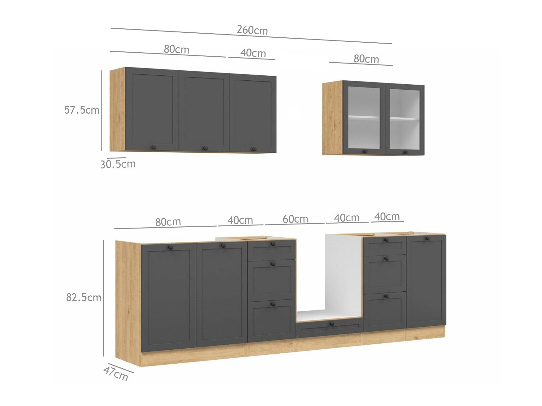 Set de bucătărie modular Classic Grey Oak 118