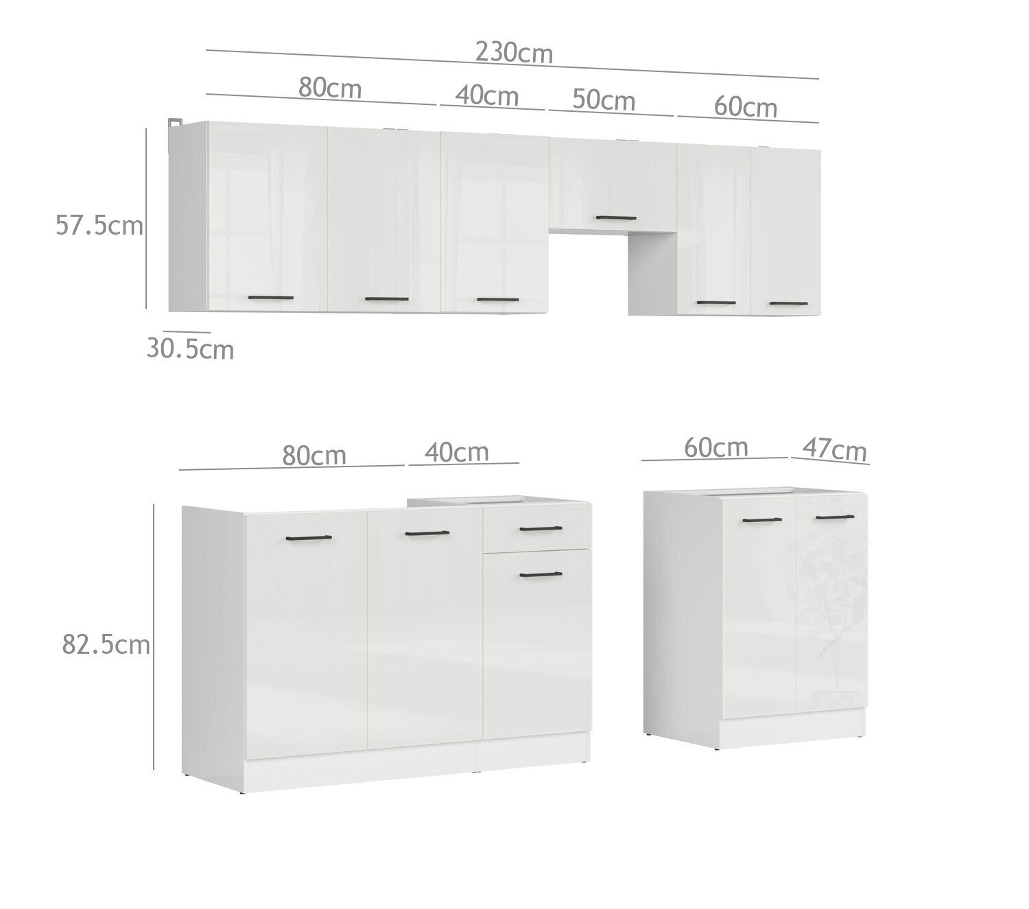 Set de bucătărie modular Line Grey 119