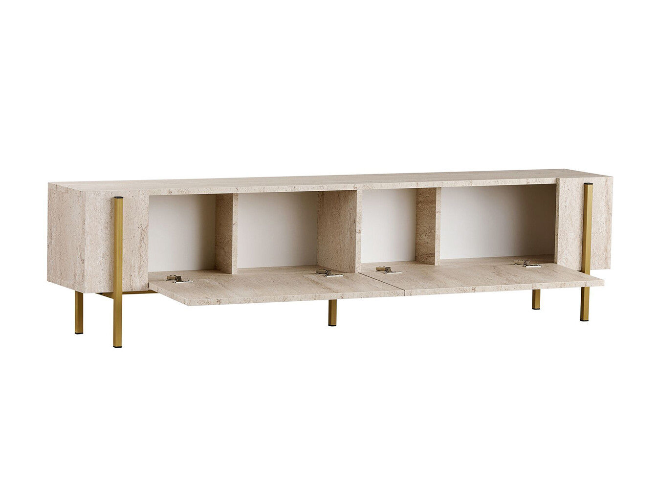 Comodă TV Novato 154 (Auriu + Deschis Travertine)