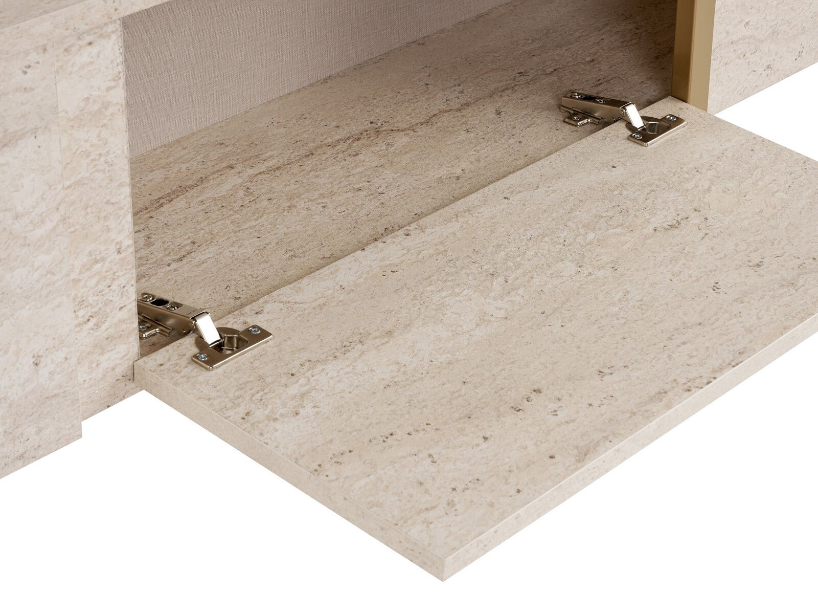 Comodă TV Novato 156 (Auriu + Deschis Travertine)