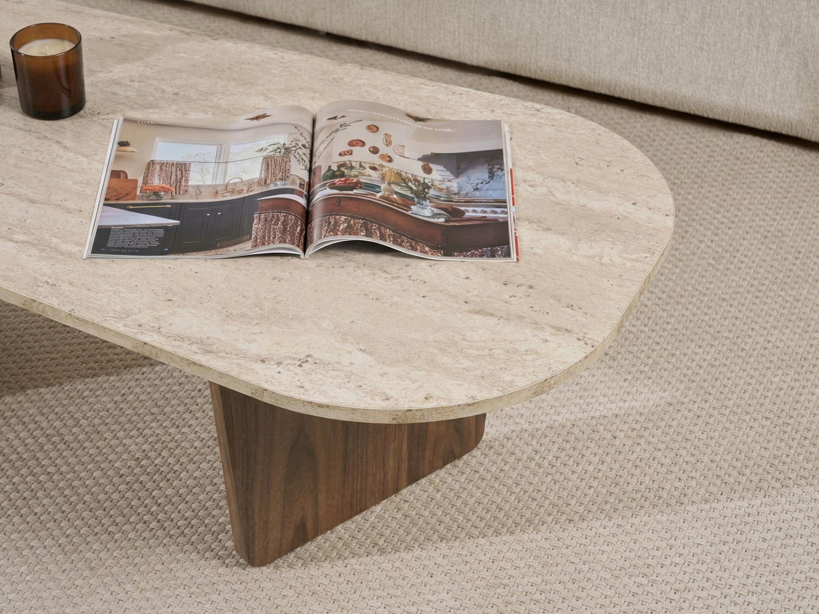 Măsuță de cafea Novato 135 (Deschis Travertine + Nuc)