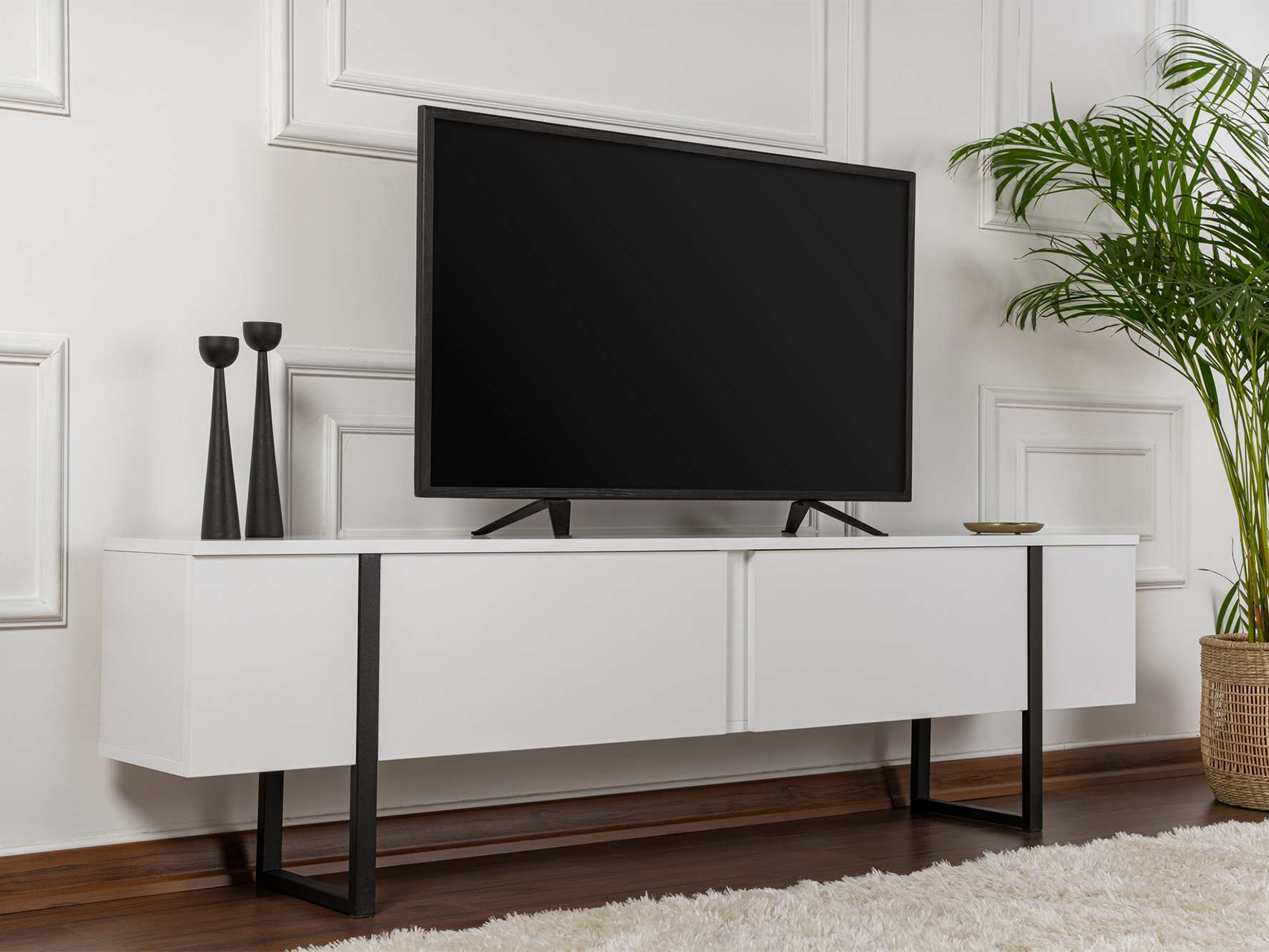 Comodă TV Novato 105 (Alb + Negru)