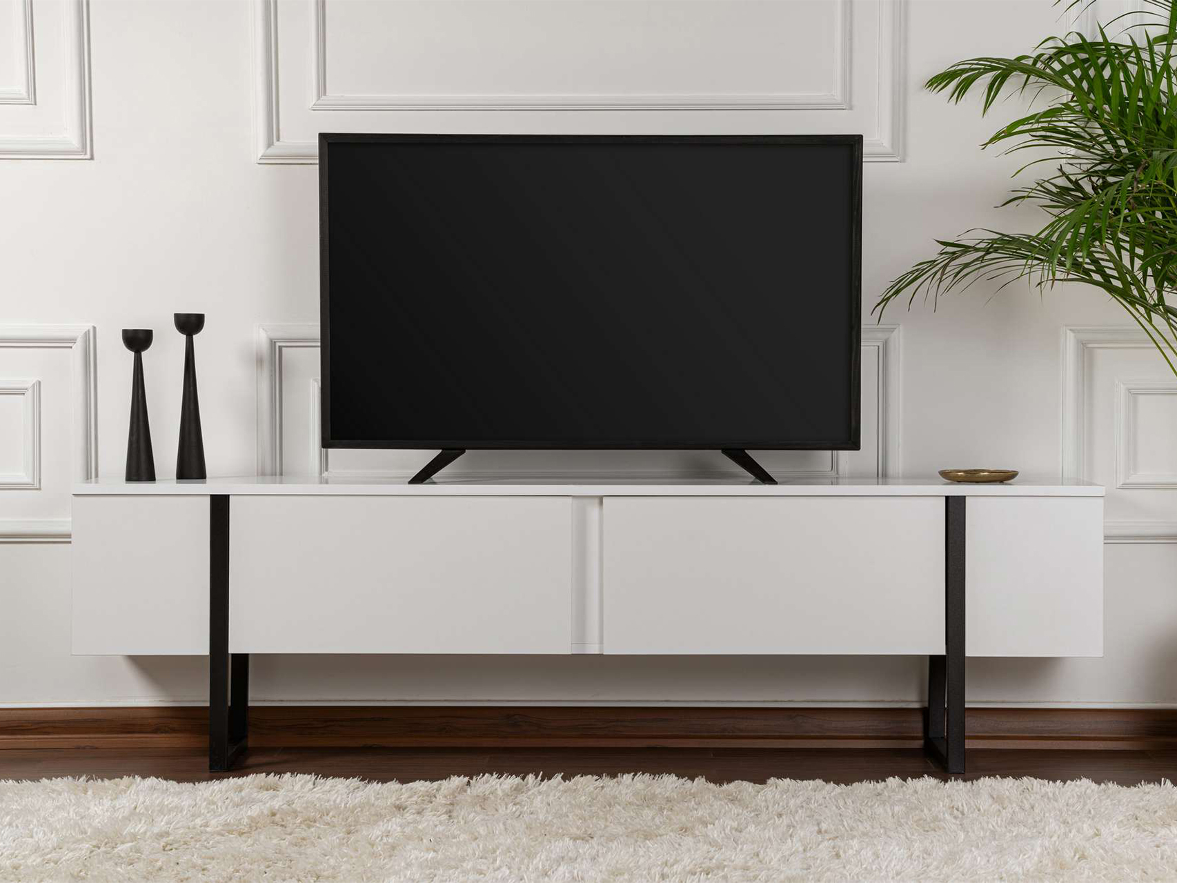 Comodă TV Novato 105 (Alb + Negru)
