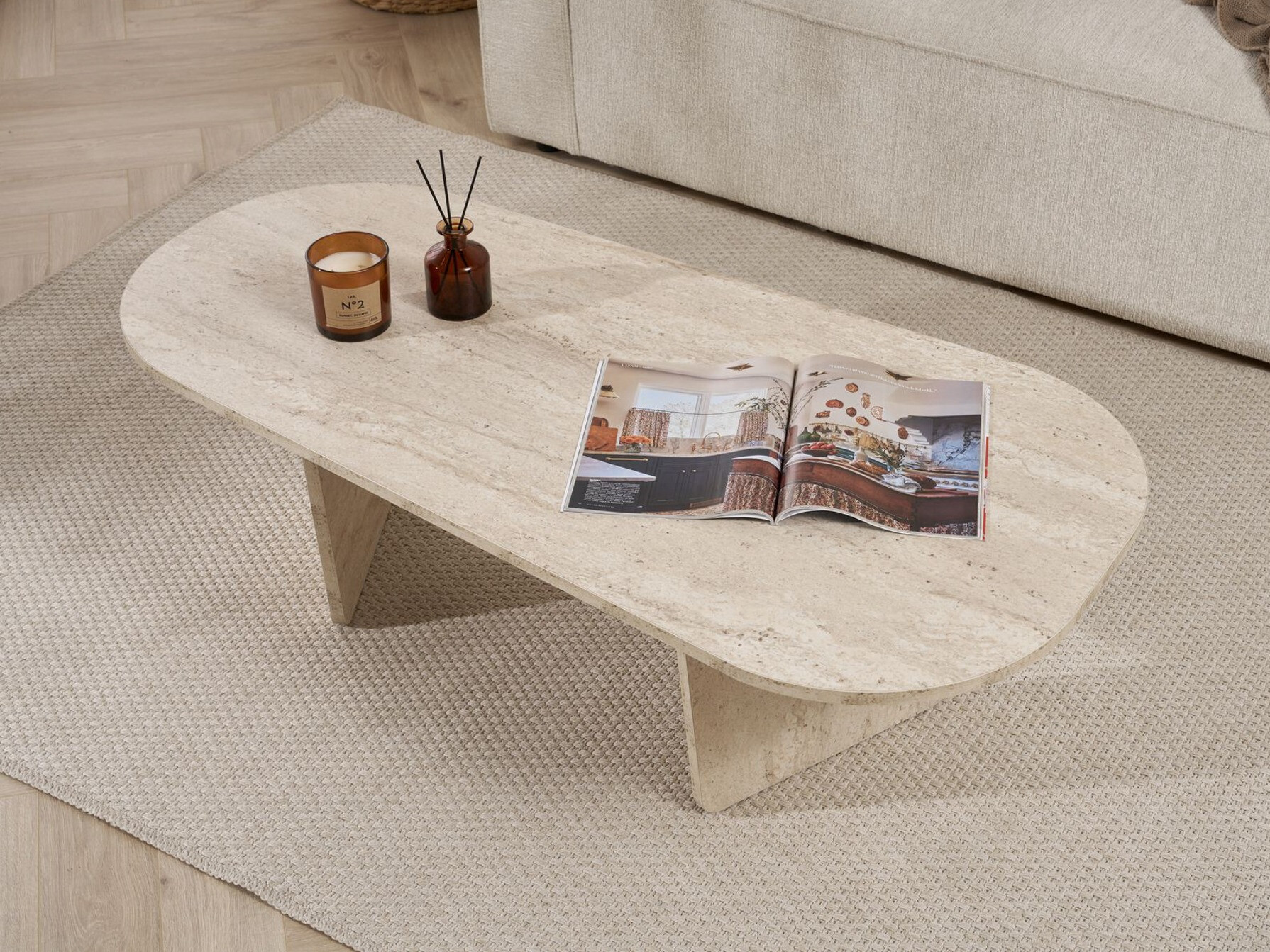 Măsuță de cafea Novato 135 (Deschis Travertine)