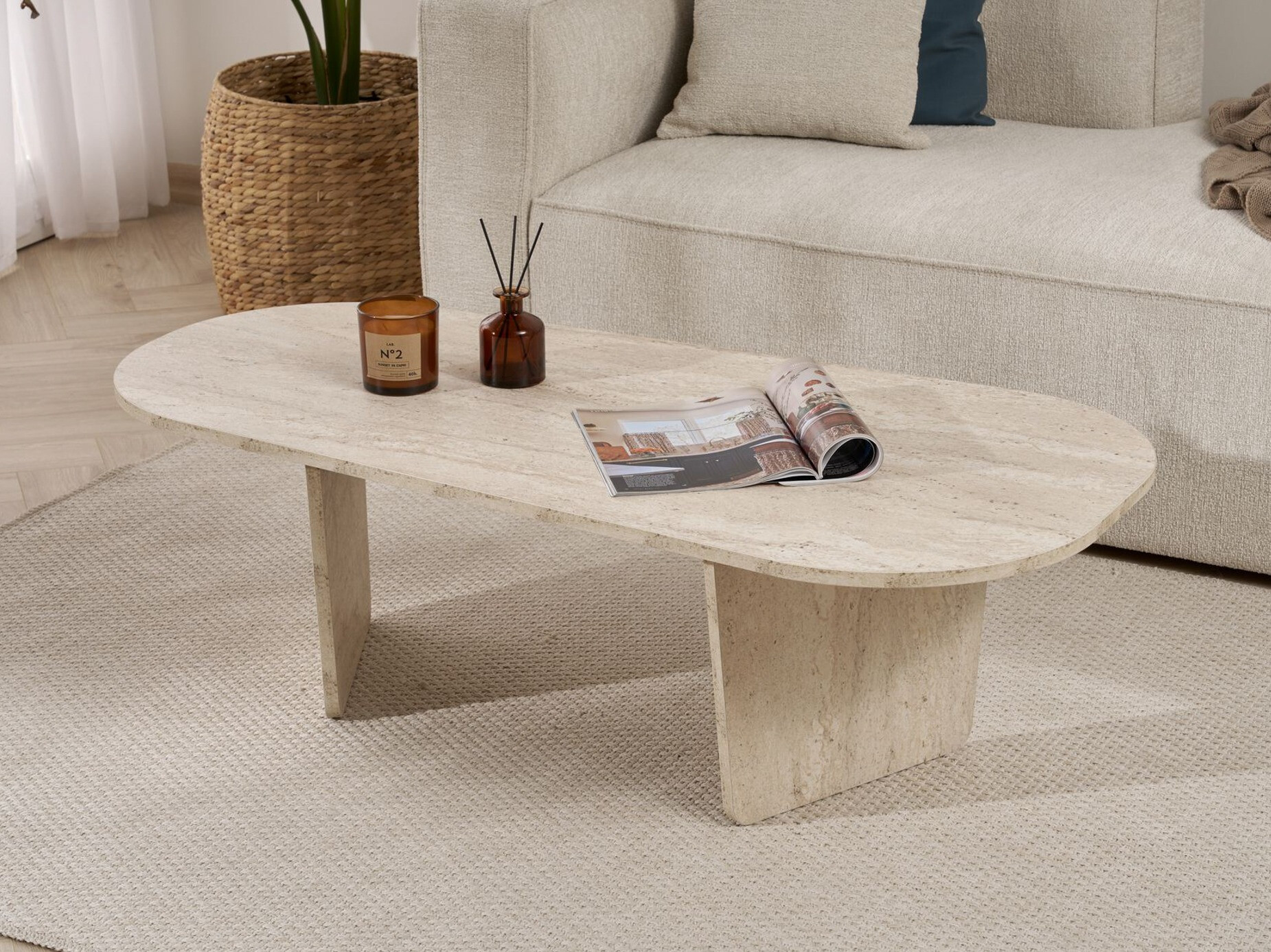 Măsuță de cafea Novato 135 (Deschis Travertine)