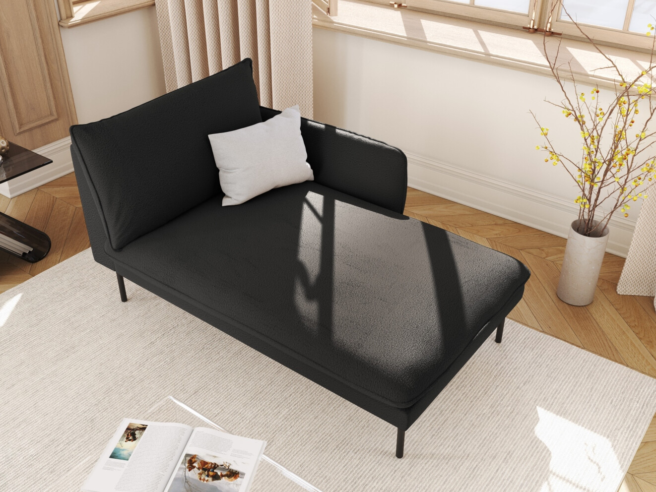 Canapea tip șezlong Ferlevi 134 (Ascot Black)