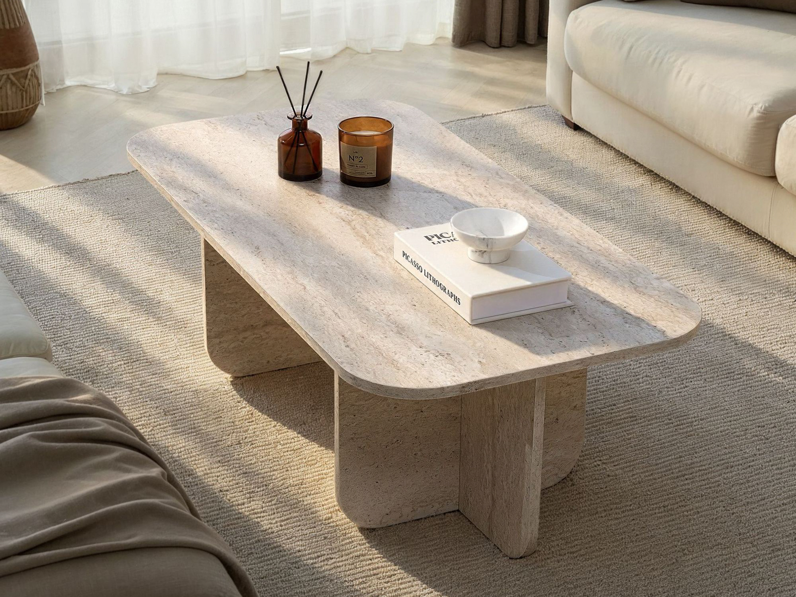 Măsuță de cafea Novato 164 (Deschis Travertine)