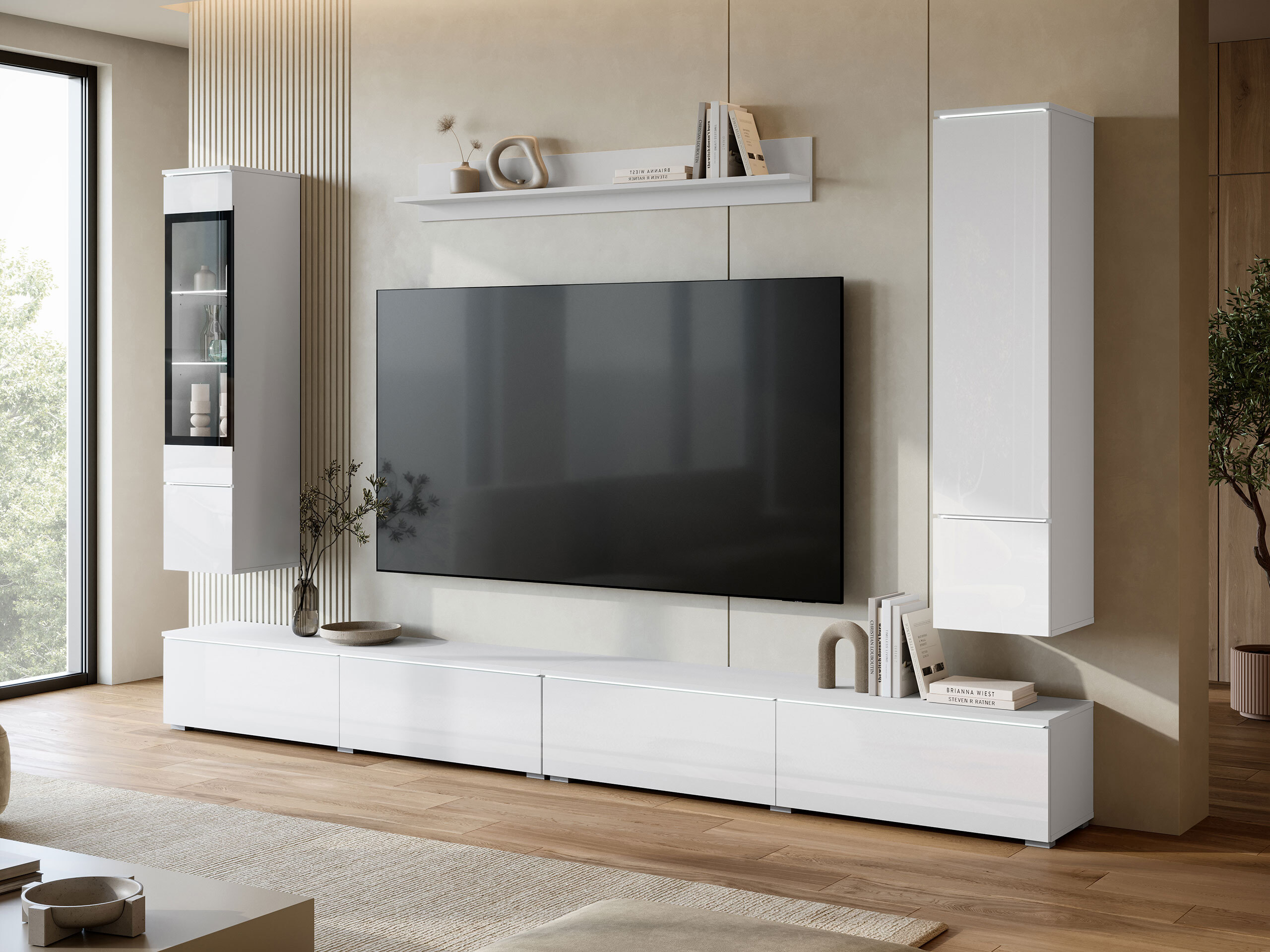 Set de living Mirfivo 110 (Alb + Alb lucios)