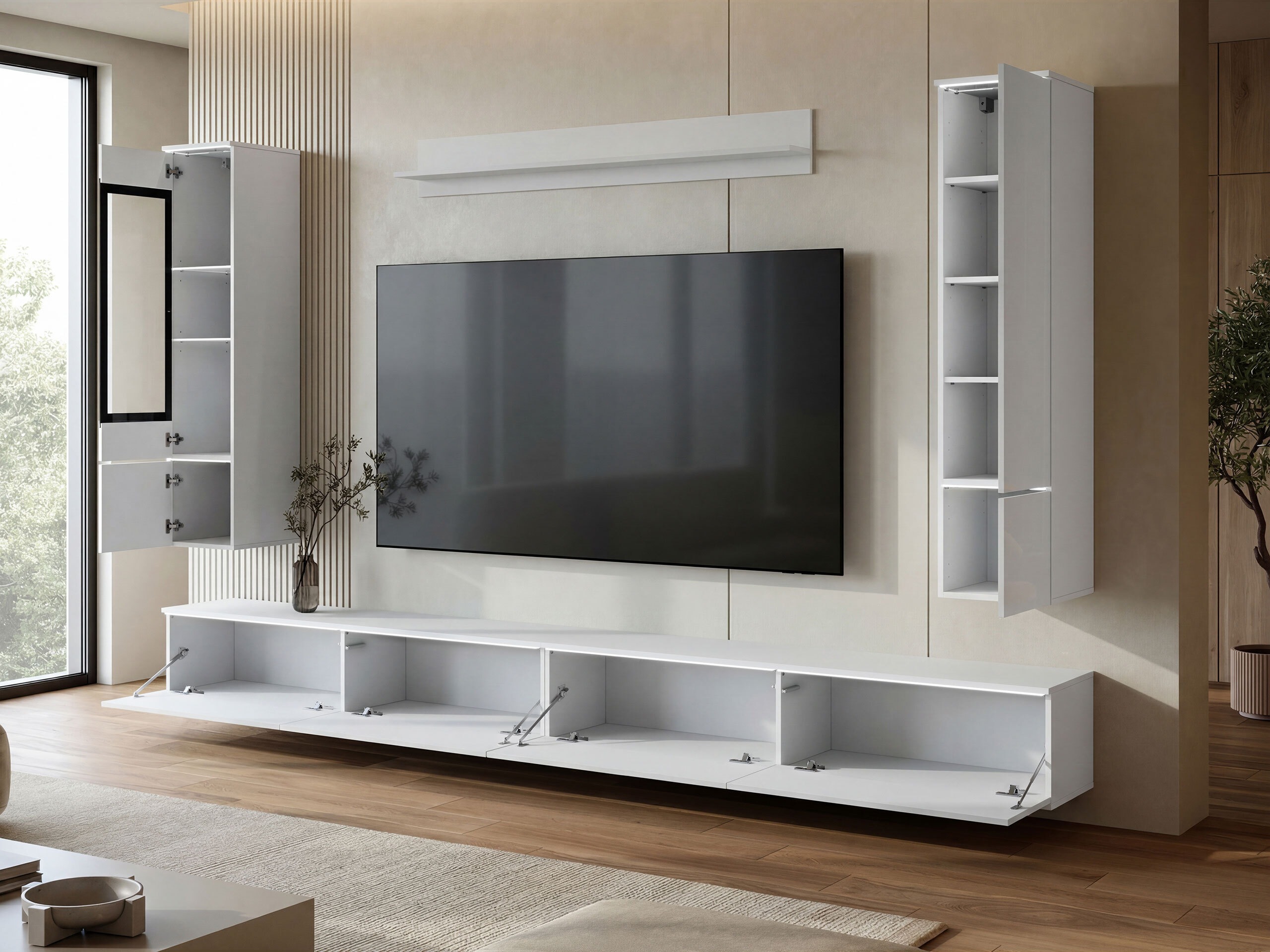 Set de living Mirfivo 110 (Alb + Alb lucios)