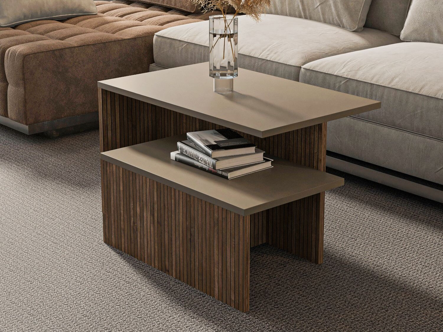 Set de măsuțe de cafea Kailua 2750 (Stejar + Taupe)