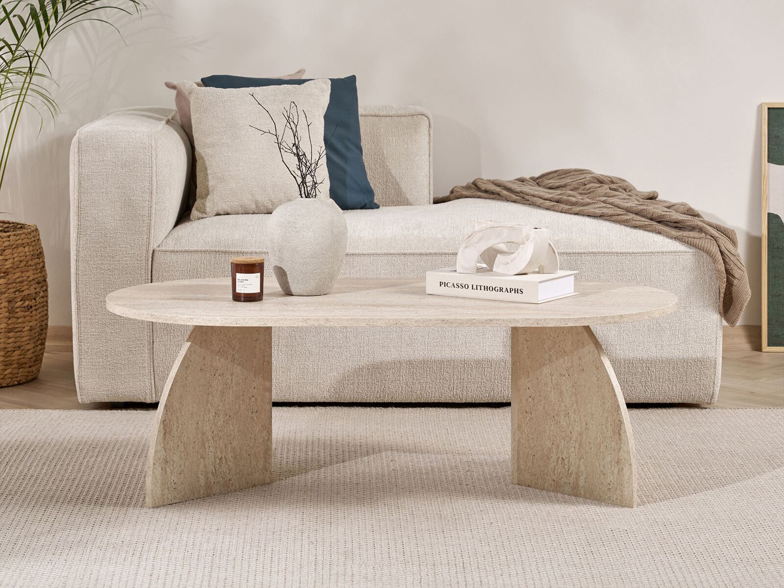 Măsuță de cafea Novato 168 (Deschis Travertine)