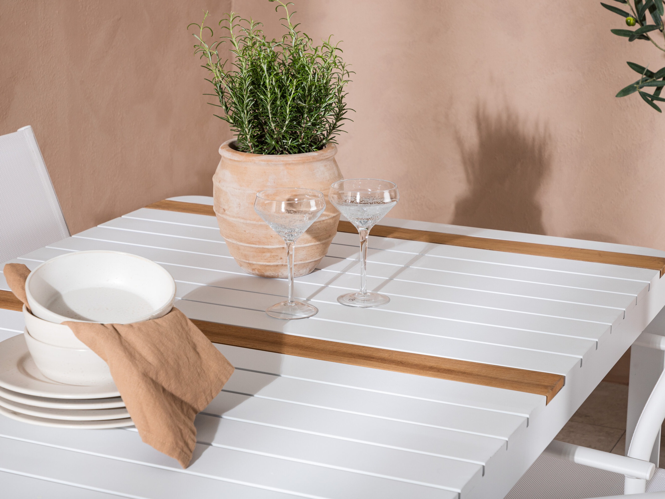 Mese și scaune Dallas 5318 (Alb + Teak)