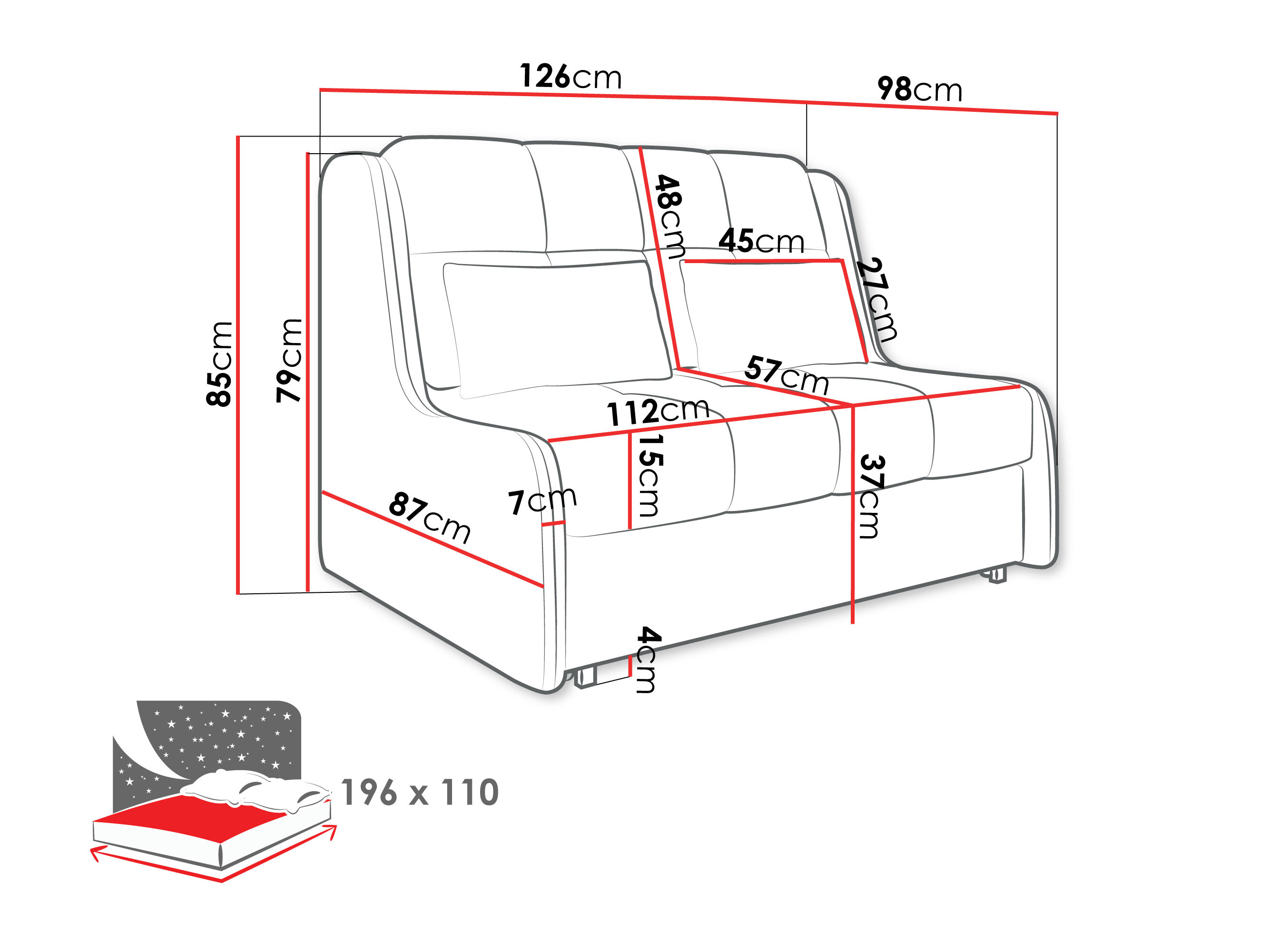 Canapea extensibilă Columbus 255 (Sereno 689)