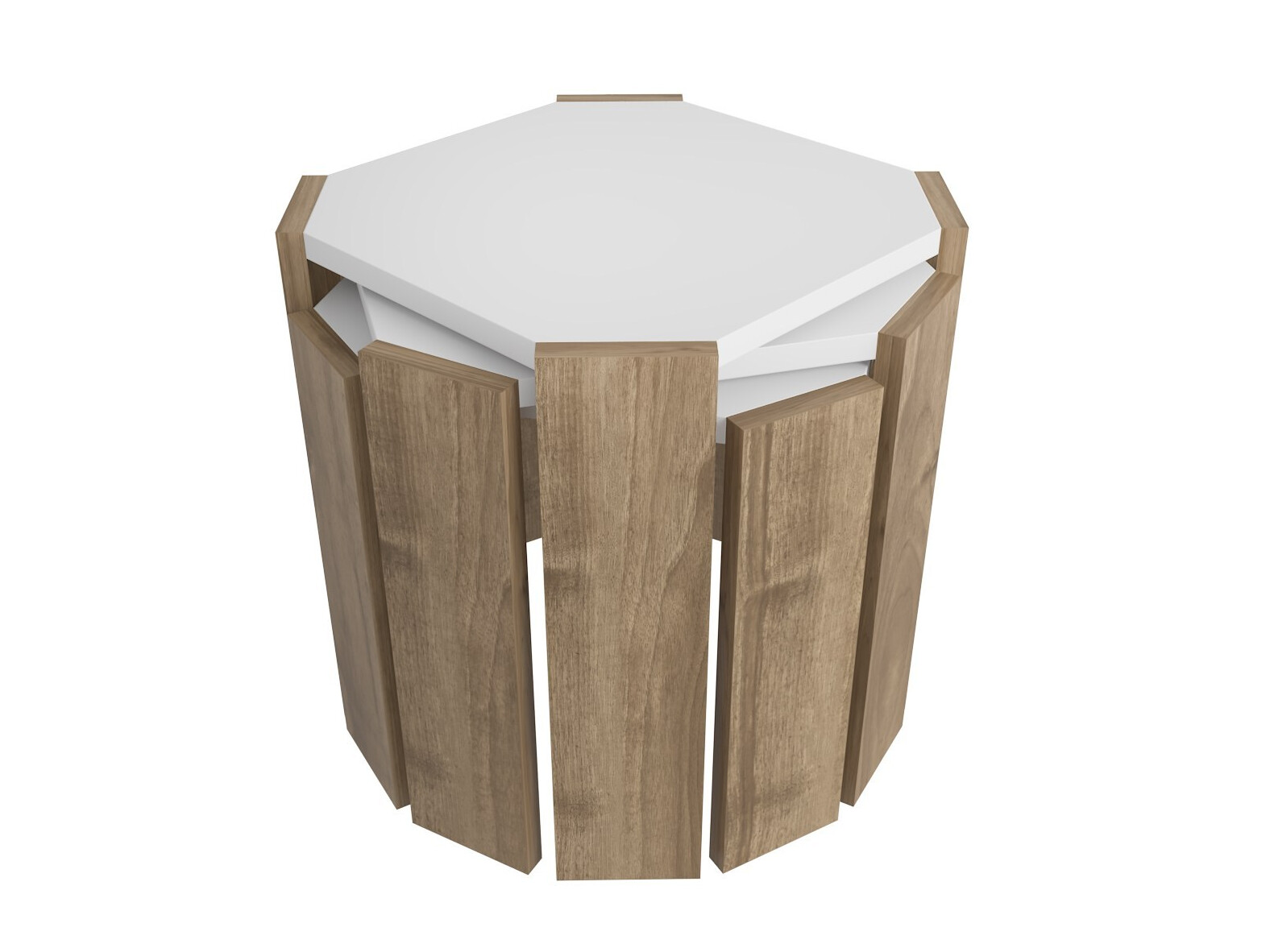 Set de măsuțe de cafea Kailua 2770 (Alb + Nuc deschis)